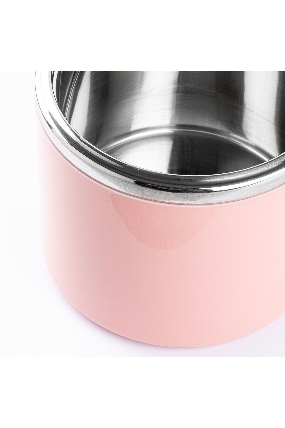 024-01-TEDEMEI PEMBE PASLANMAZ ÇELİK 2 KATLI YUVARLAK YEMEK TAŞIMA KABI 930ML