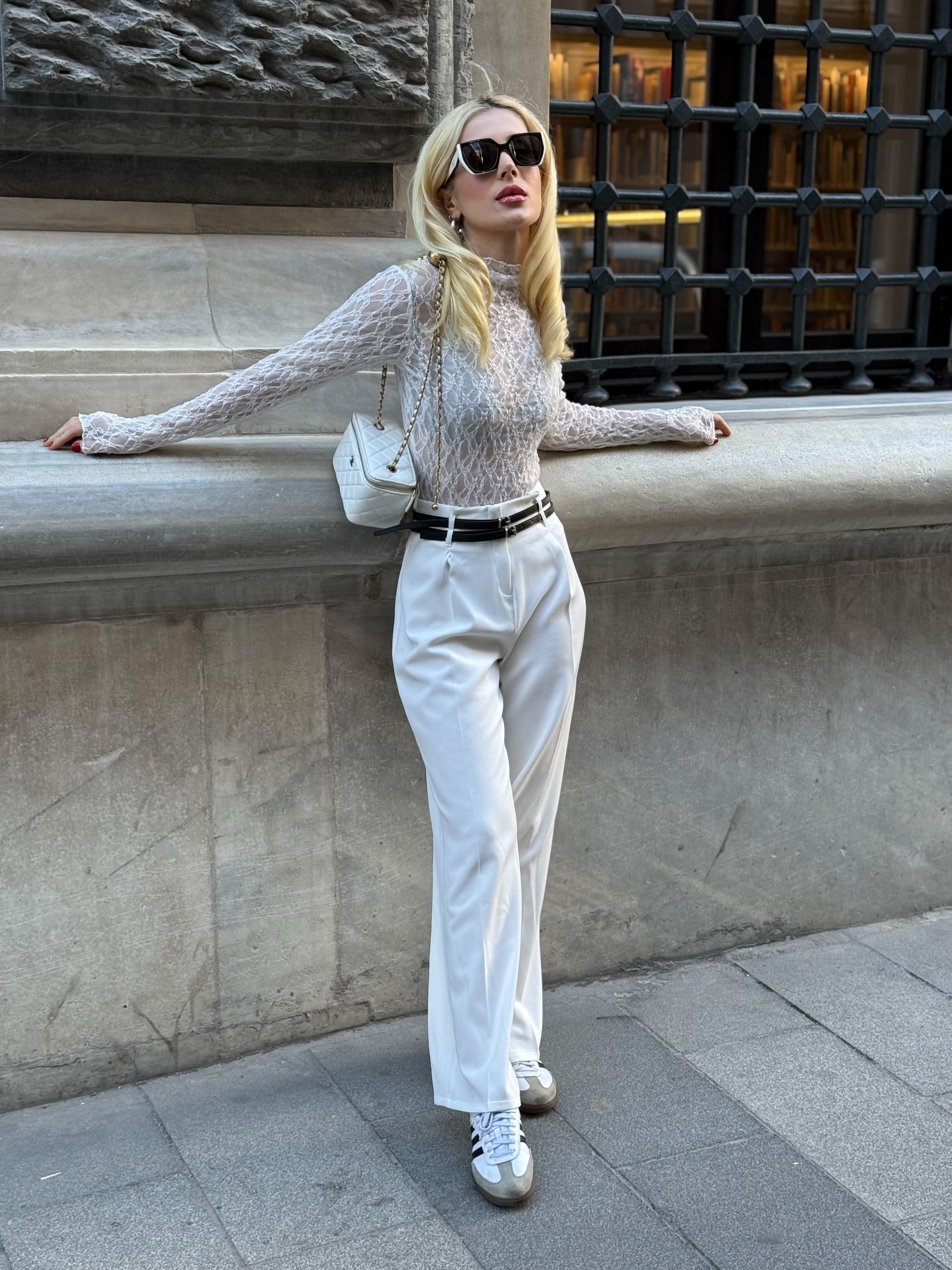 Çift Kemerli  Kumaş Pantalon