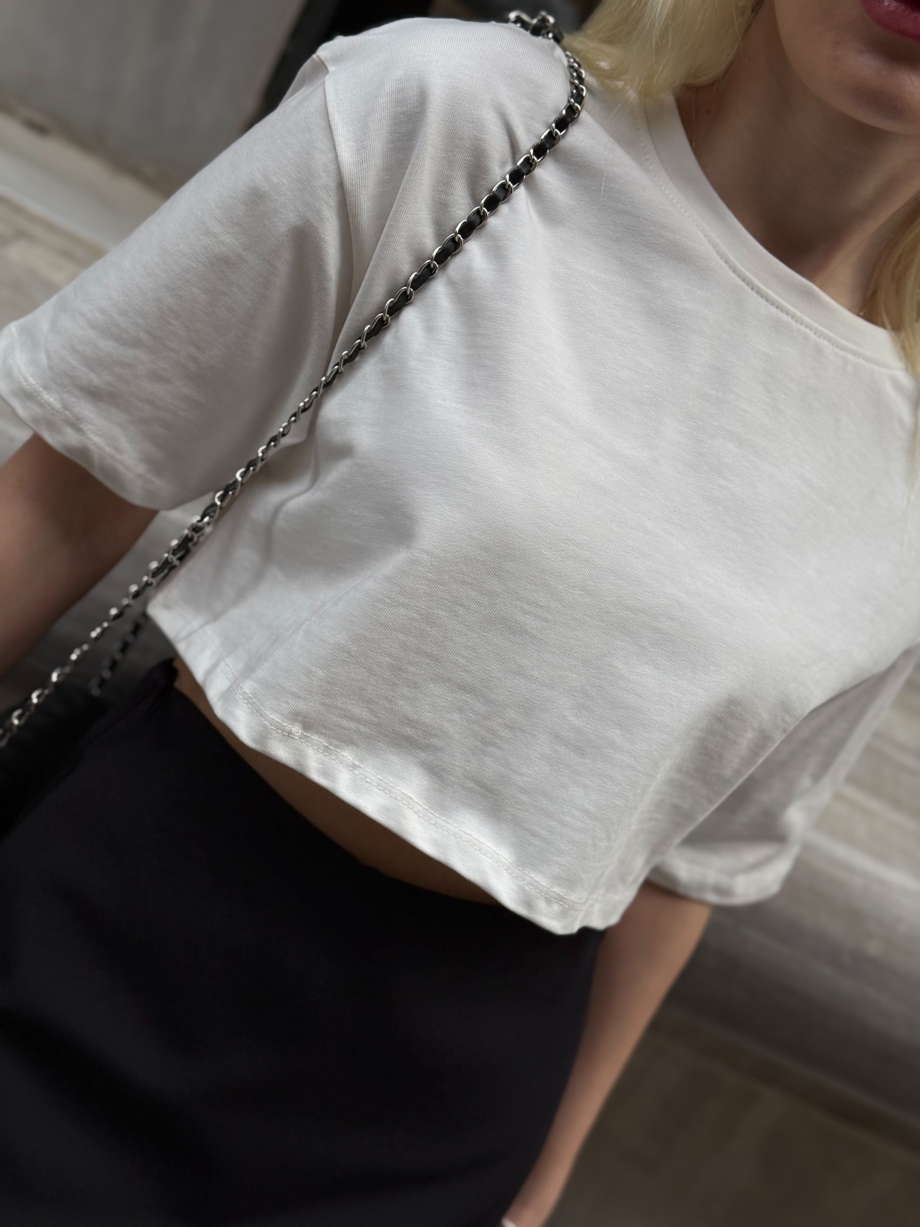 ZR Model Oversize Crop - Beyaz