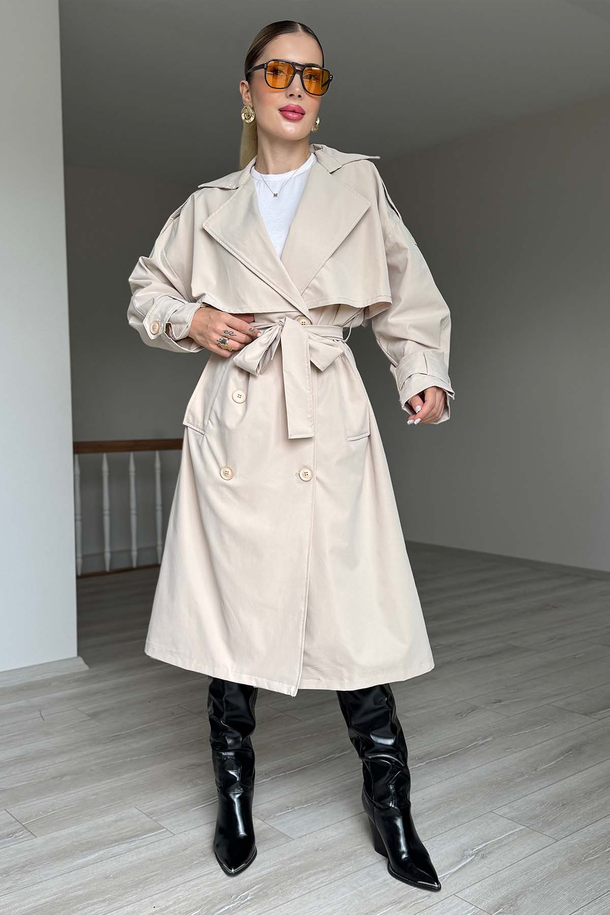 Oversize Trençkot - Bej
