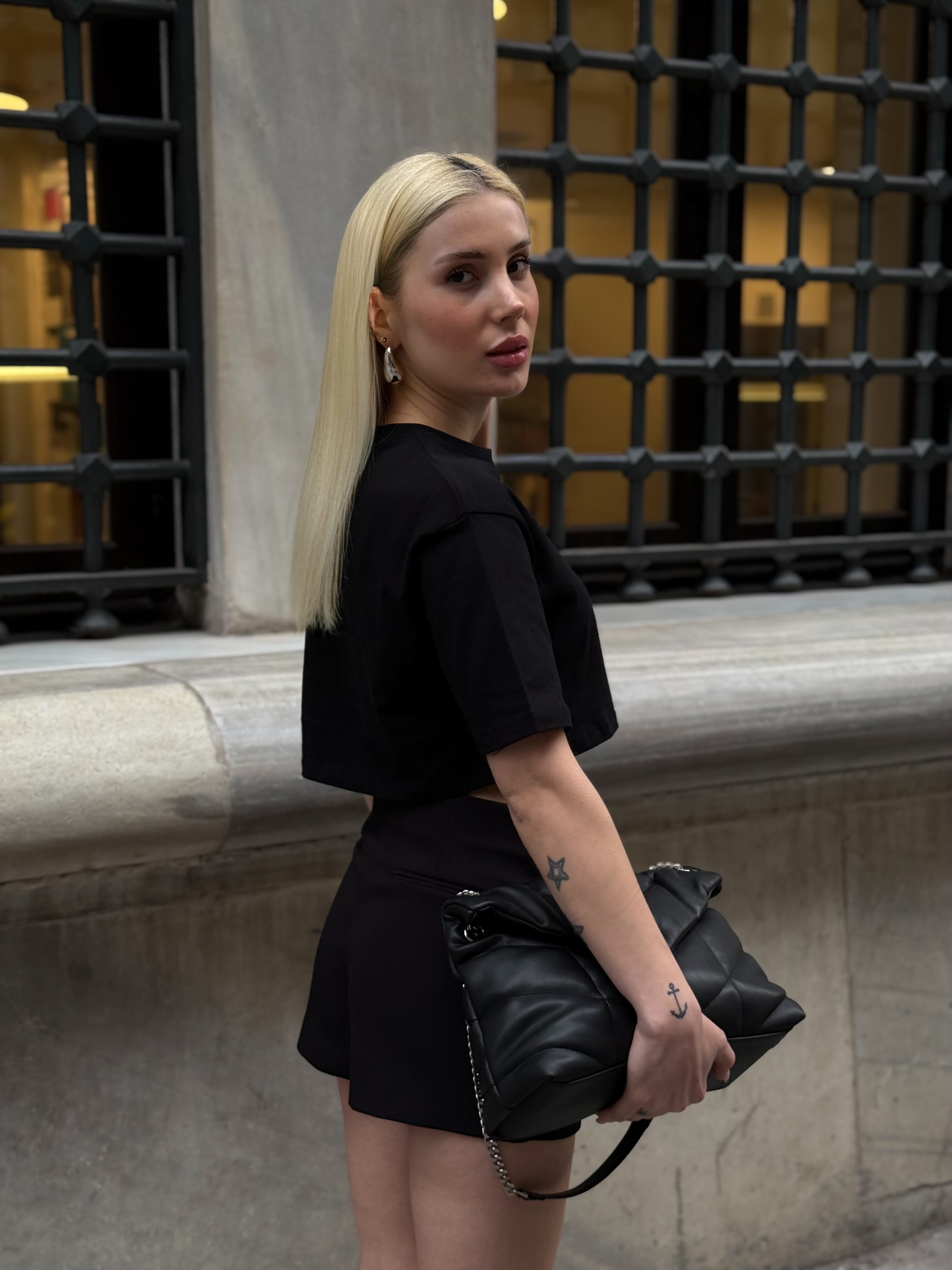 ZR Model Oversize Crop - Siyah