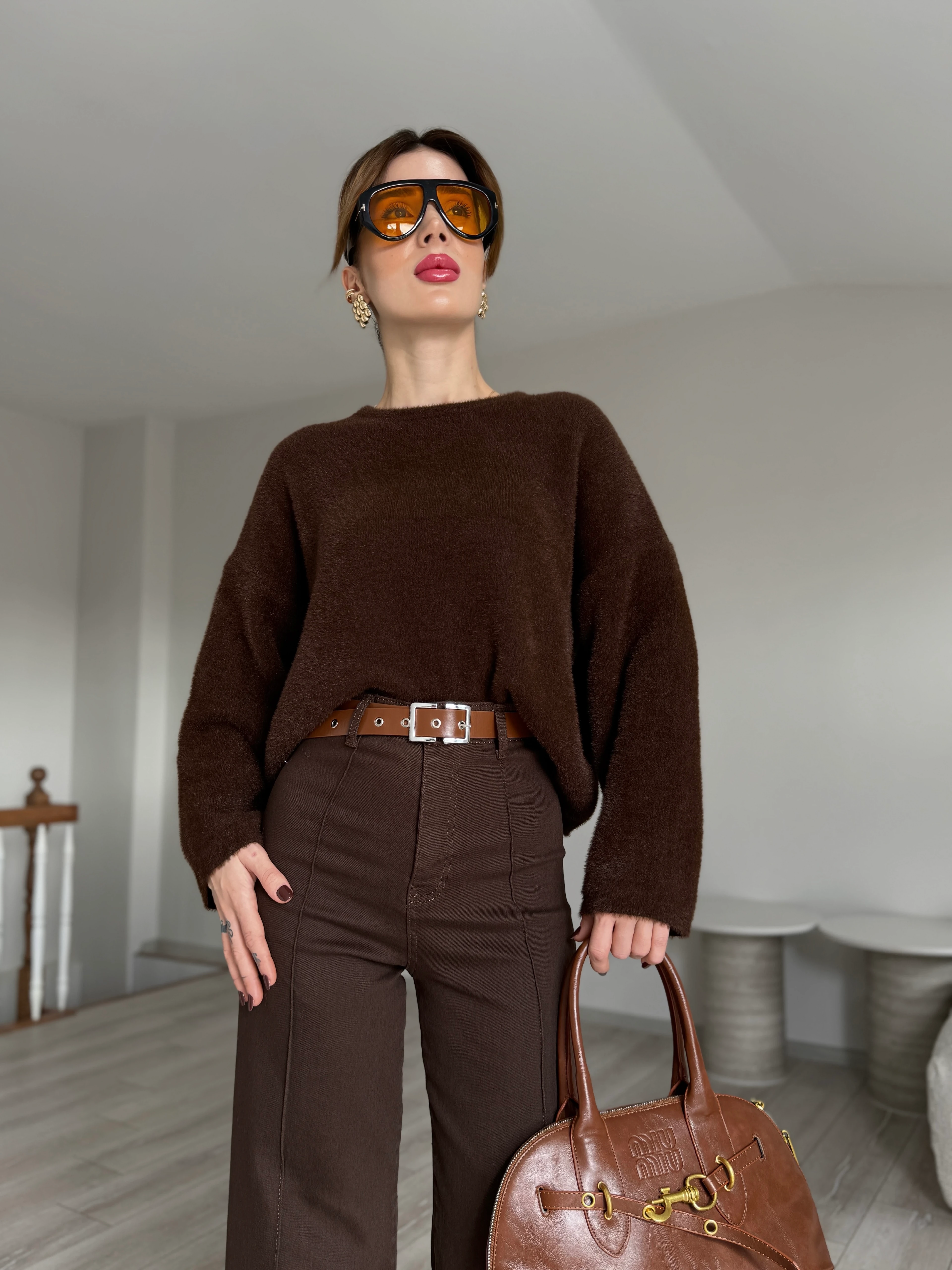  Kelly Yumoş Kazak  - Kahverengi