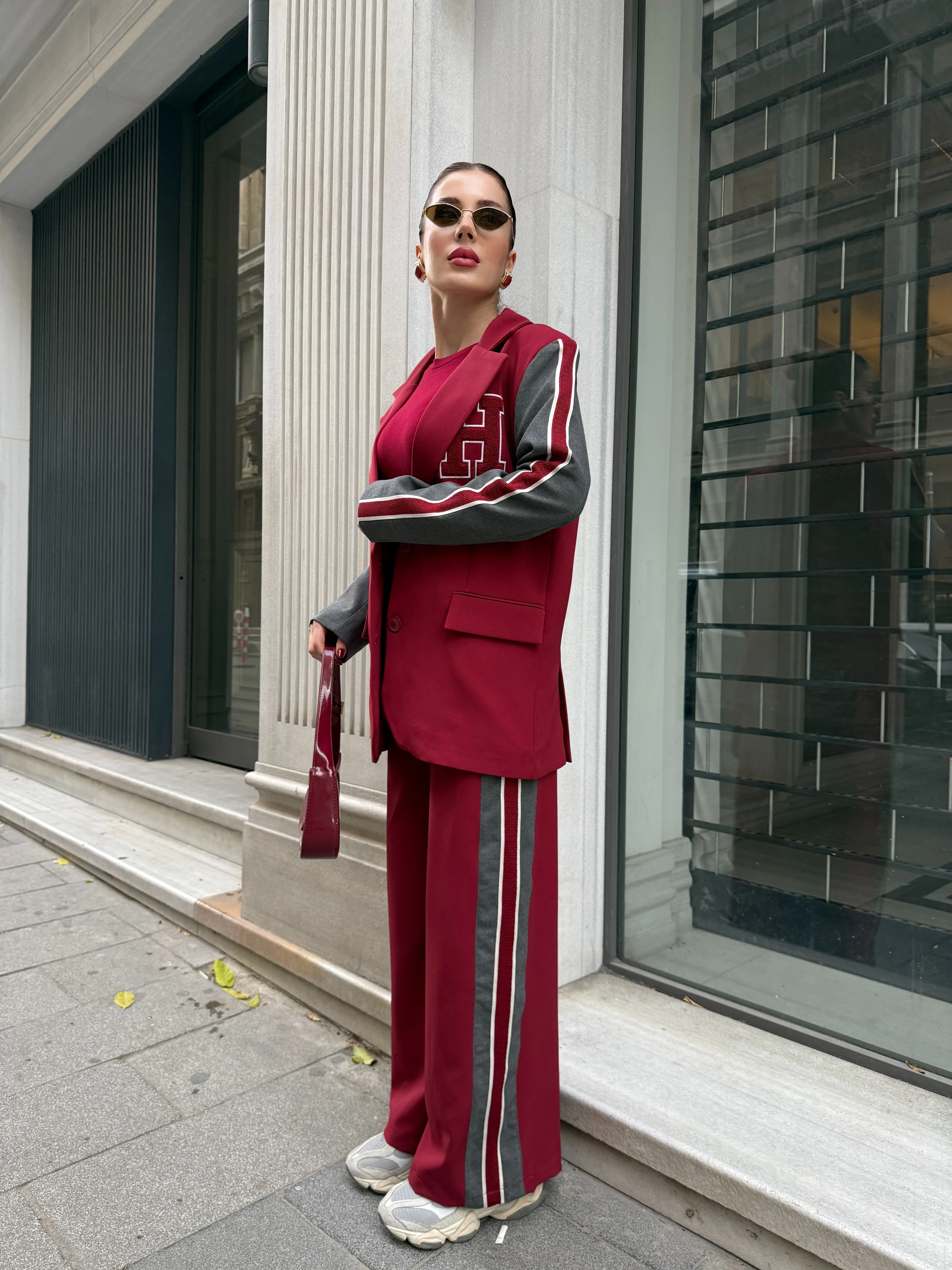 Şerit Detaylı Oversize Ceket Takım