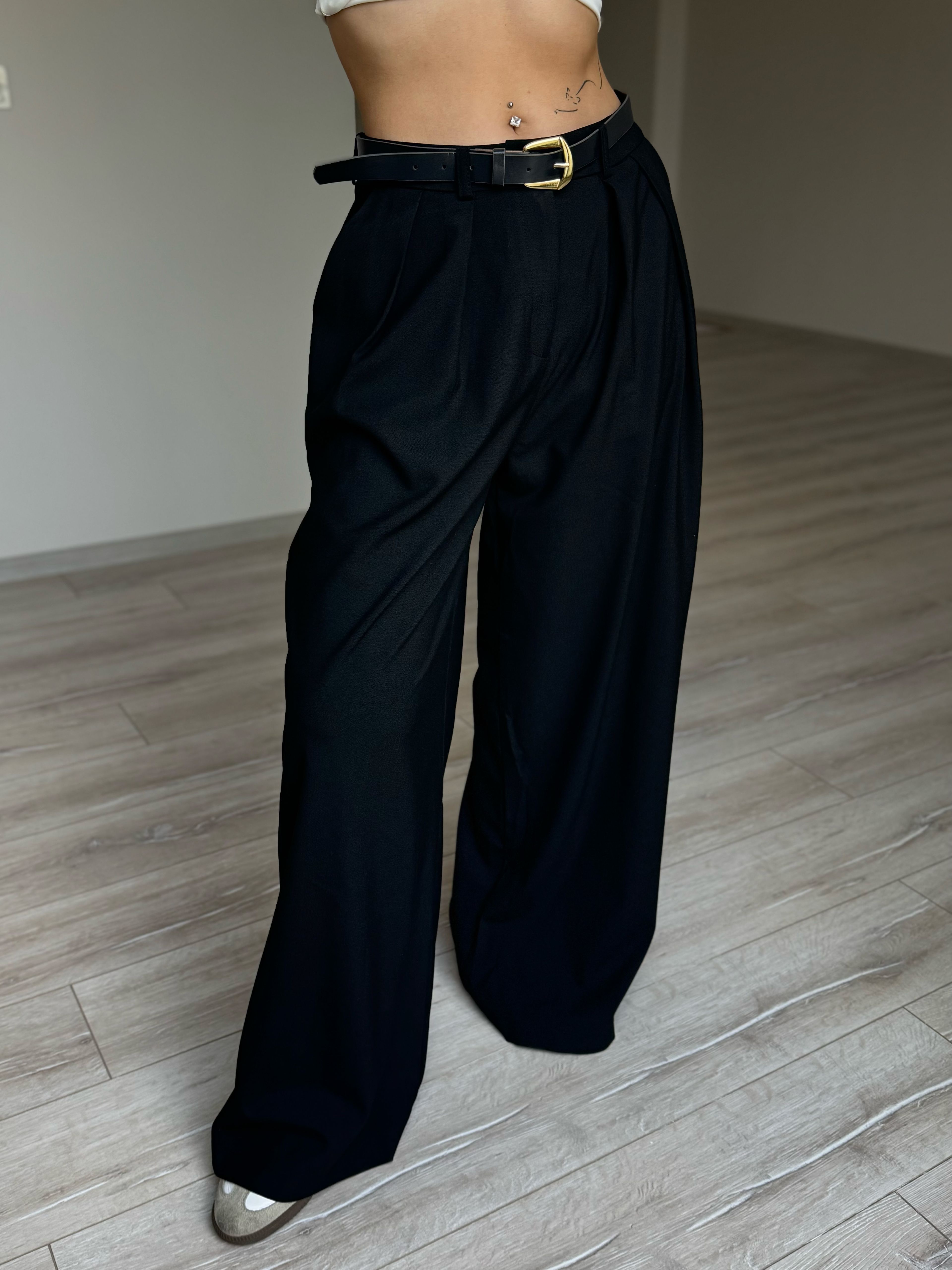 Ultra Lüx Kemerli Pantalon - Siyah