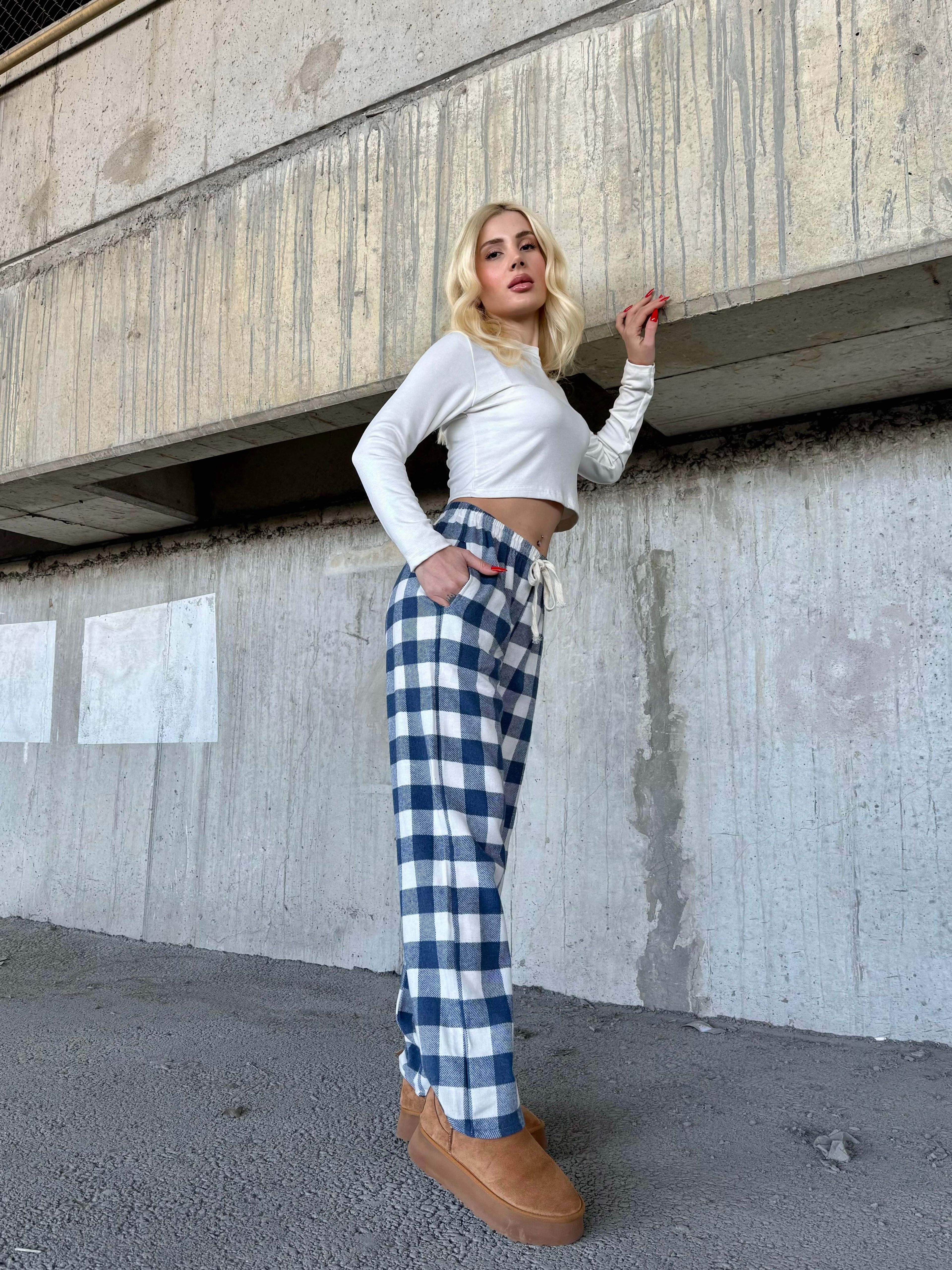 Kareli Çift Pijama 