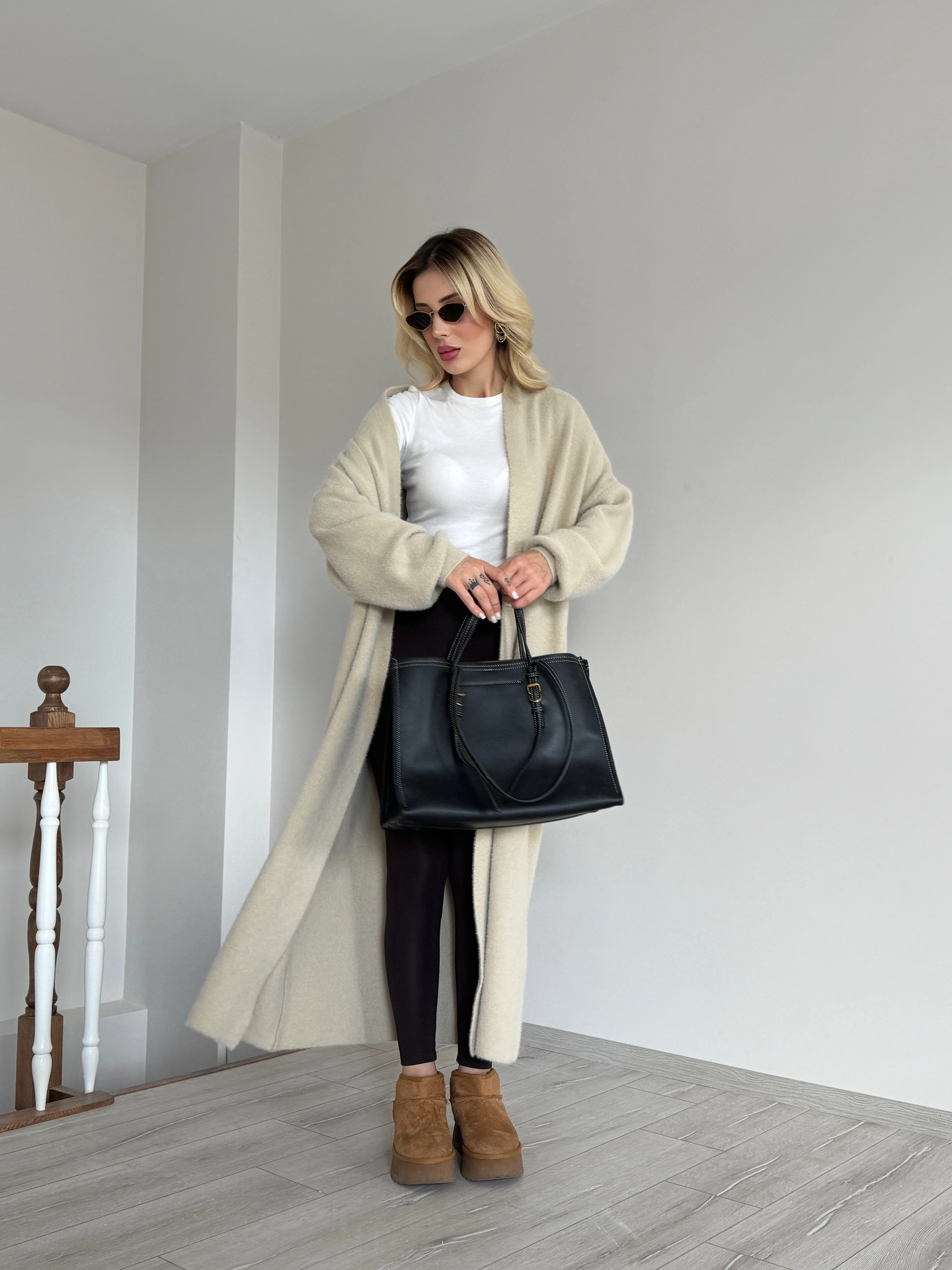 Uzun Salaş Hırka - Bej