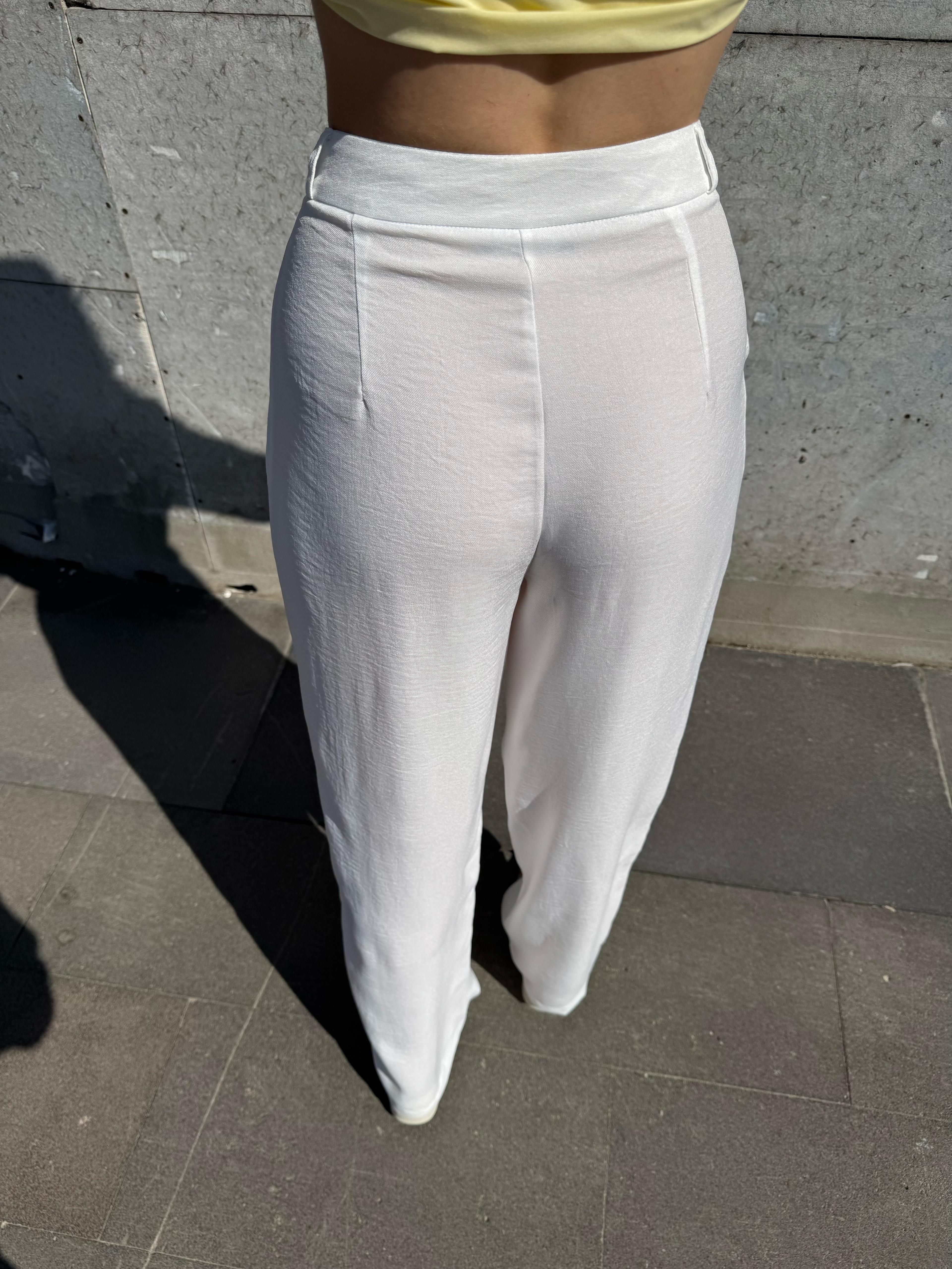 Yüksek bel Keten Pantolon