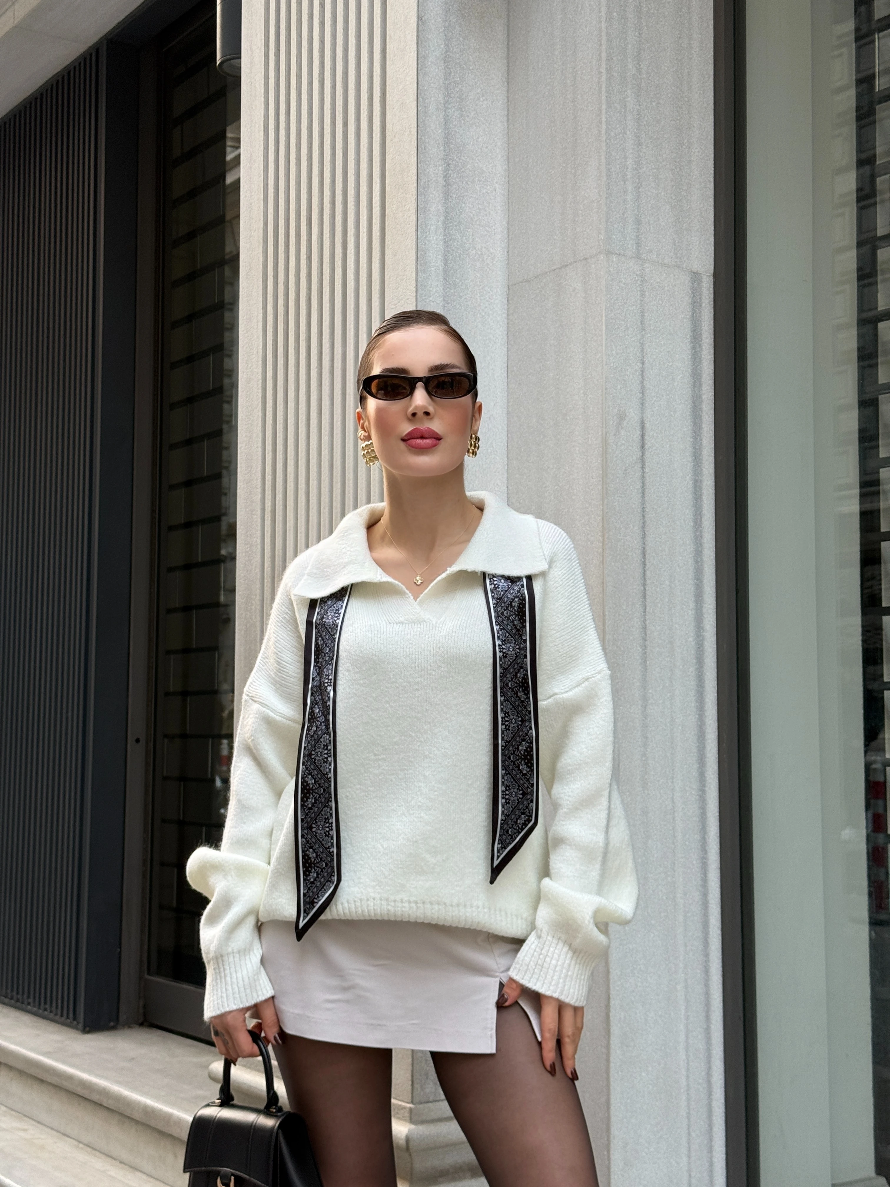 Fularlı Kazak - Bej