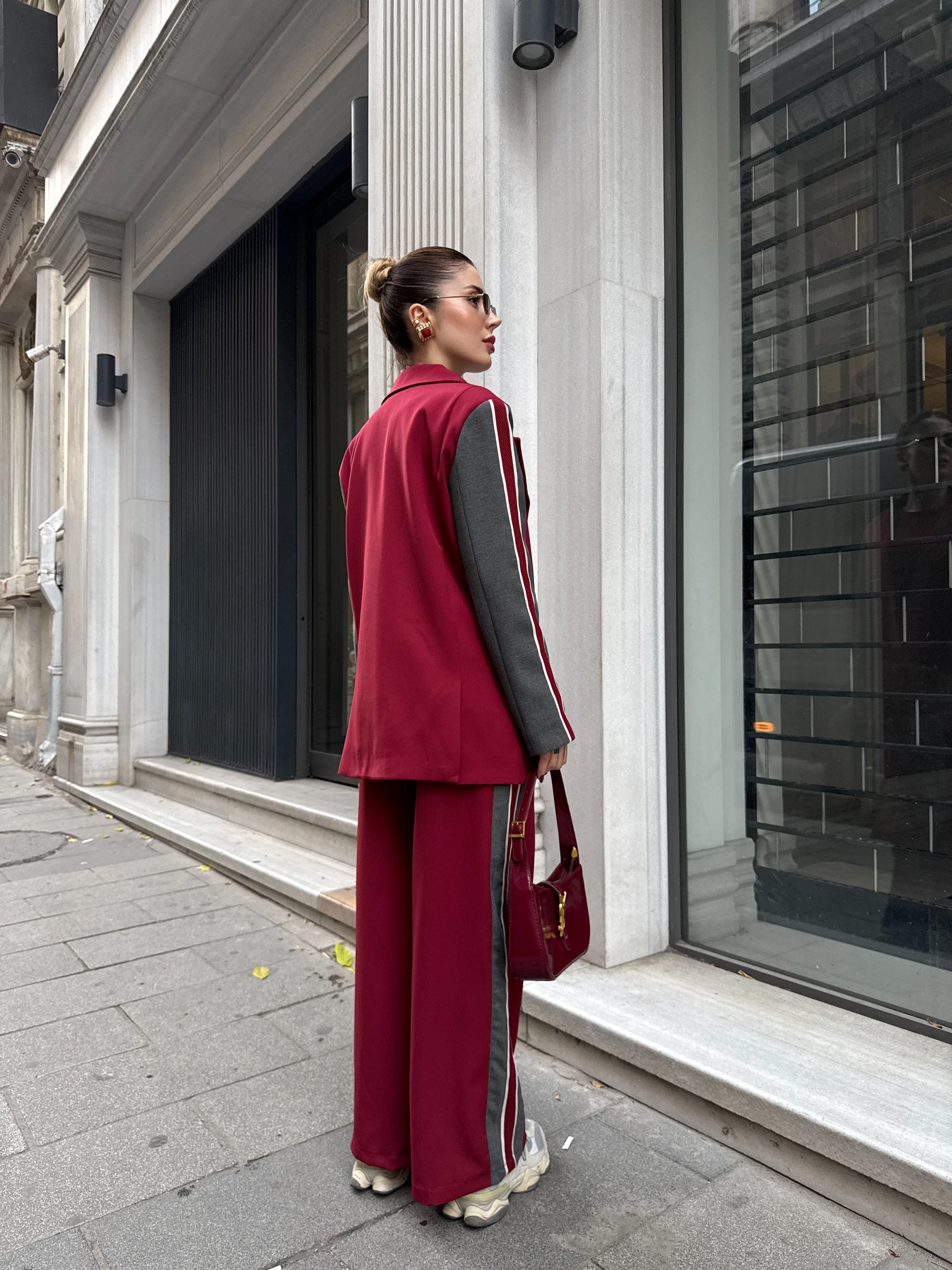 Şerit Detaylı Oversize Ceket Takım