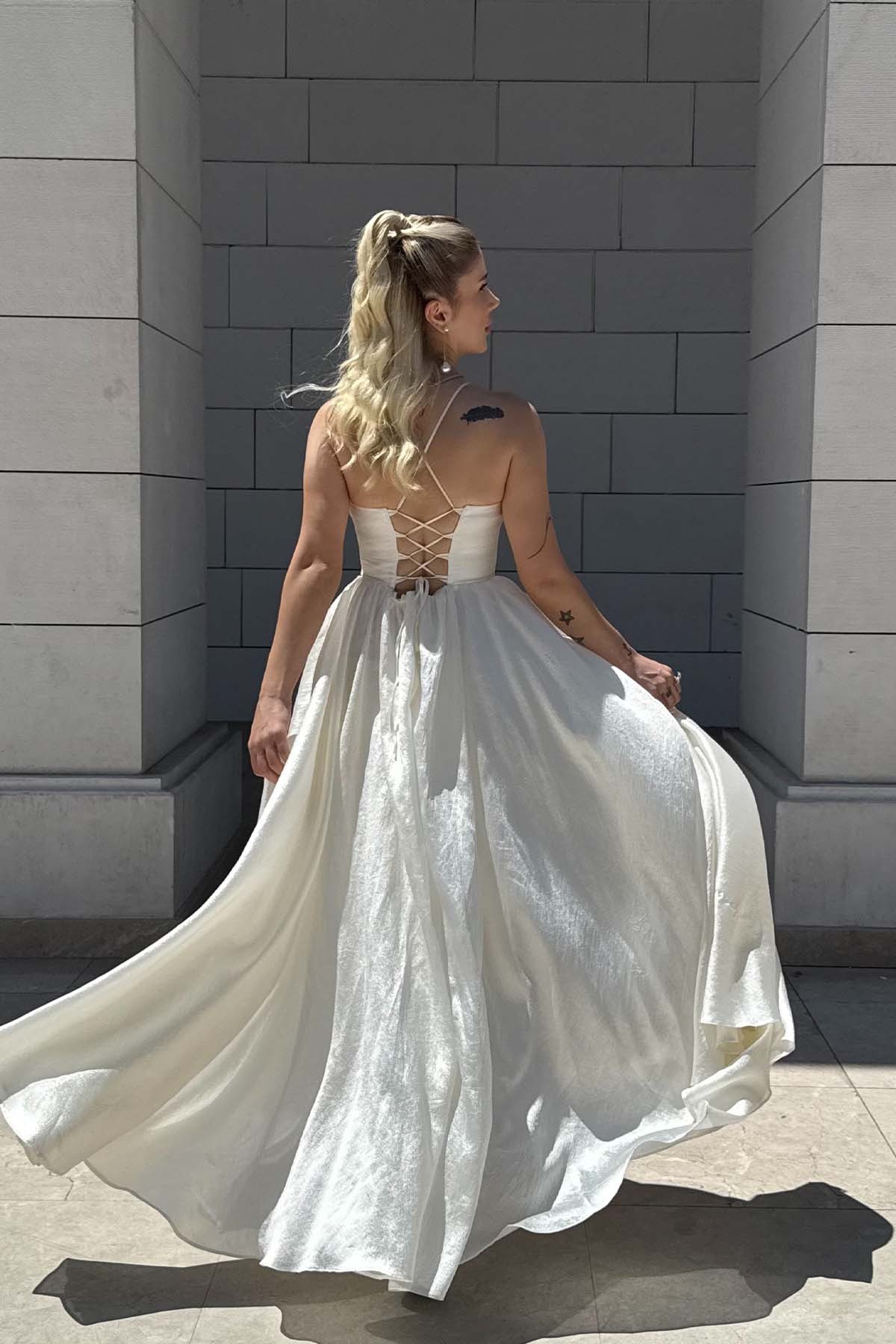 Elsa Korse Elbise - Beyaz