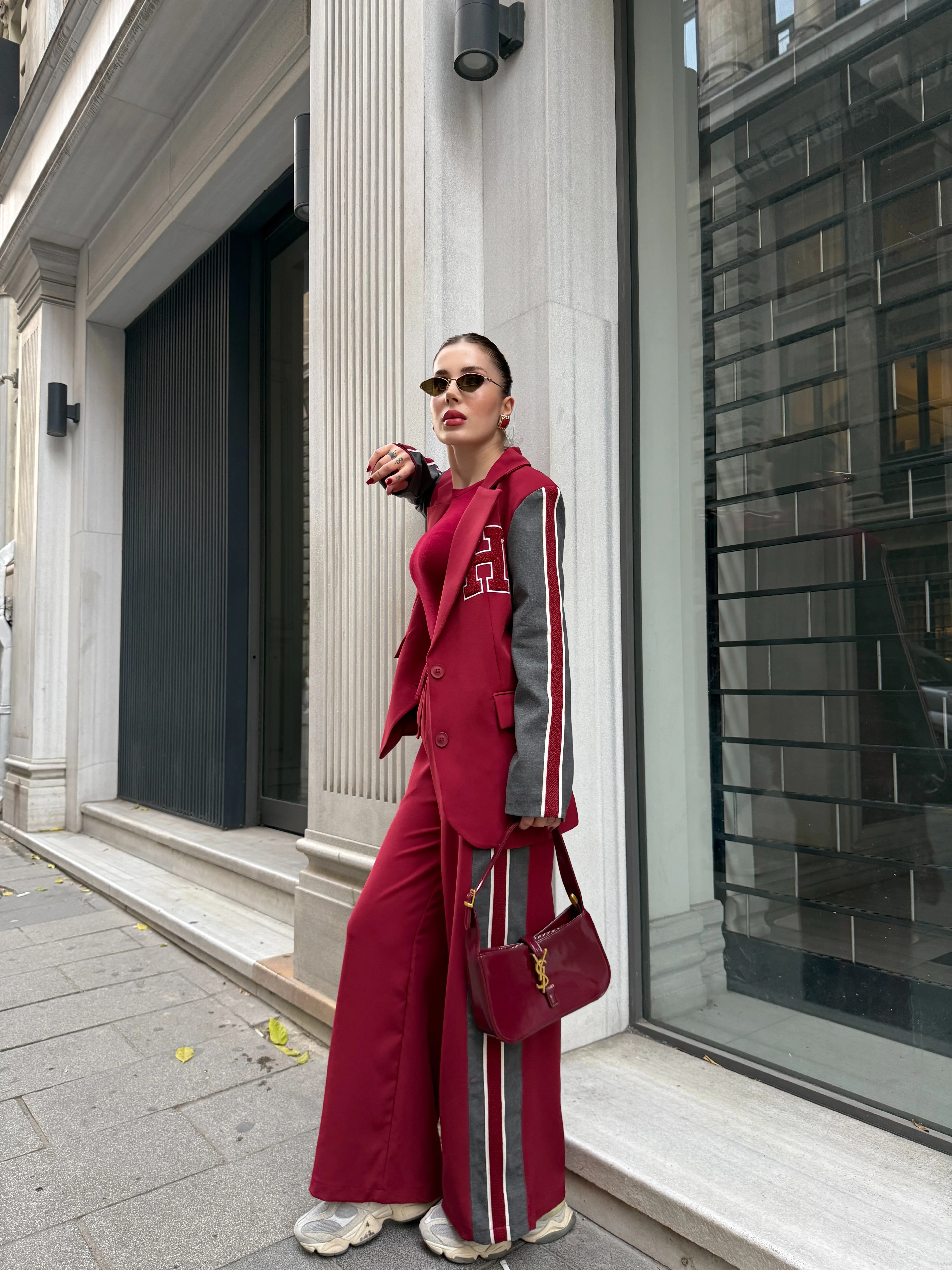 Şerit Detaylı Oversize Ceket Takım