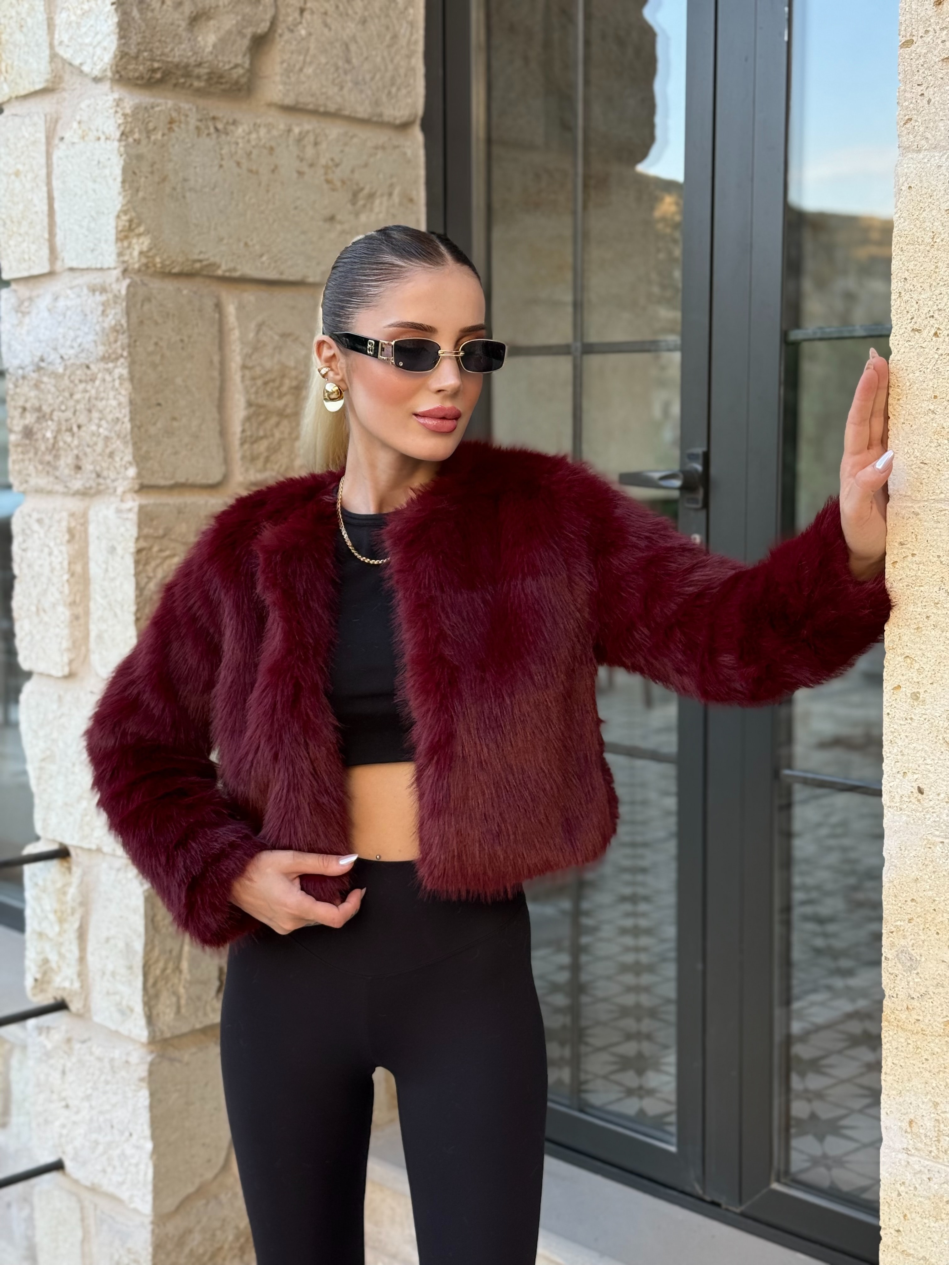 Mini Kürk - Bordo