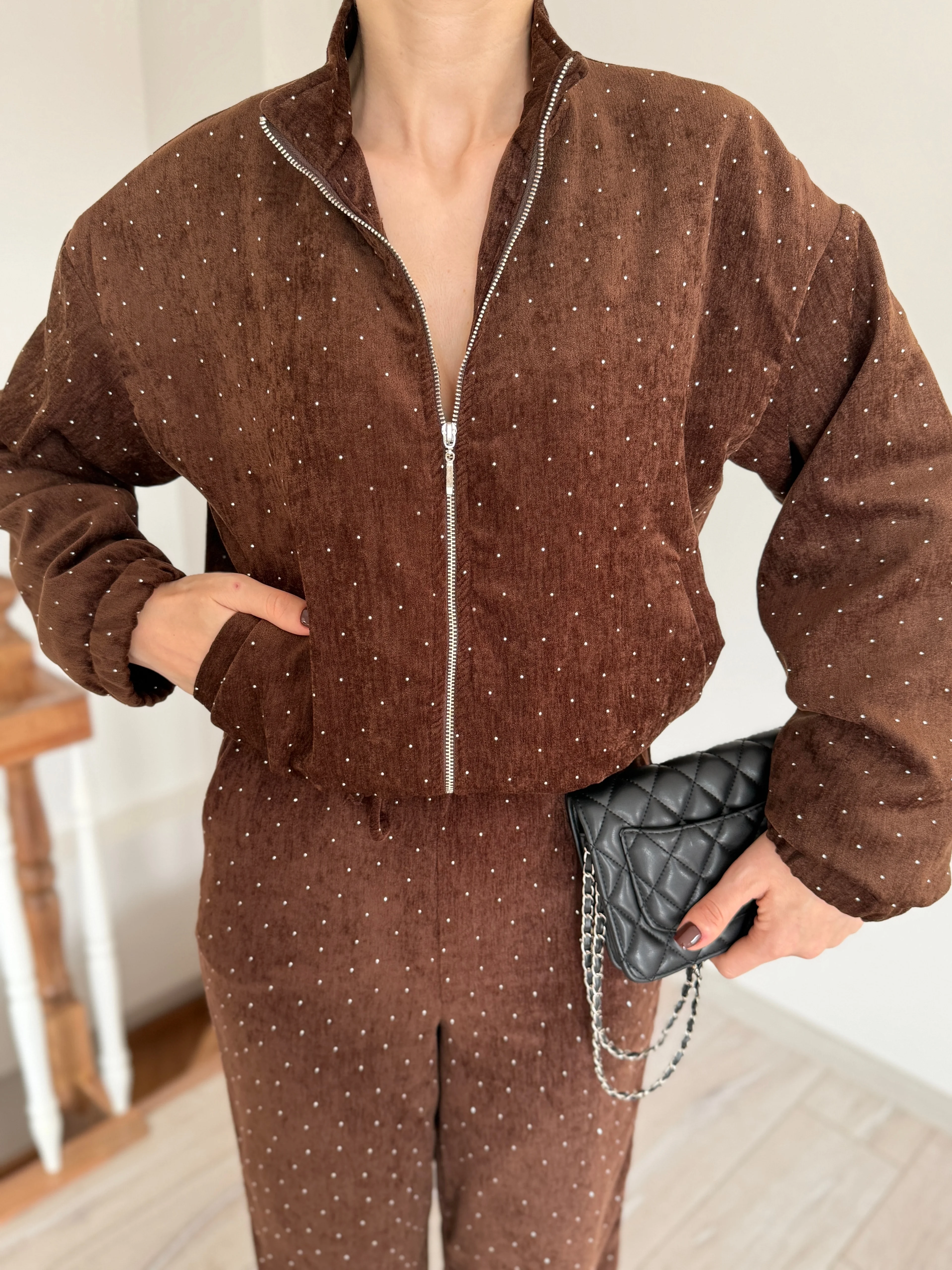 Kadife Taşlı Takım