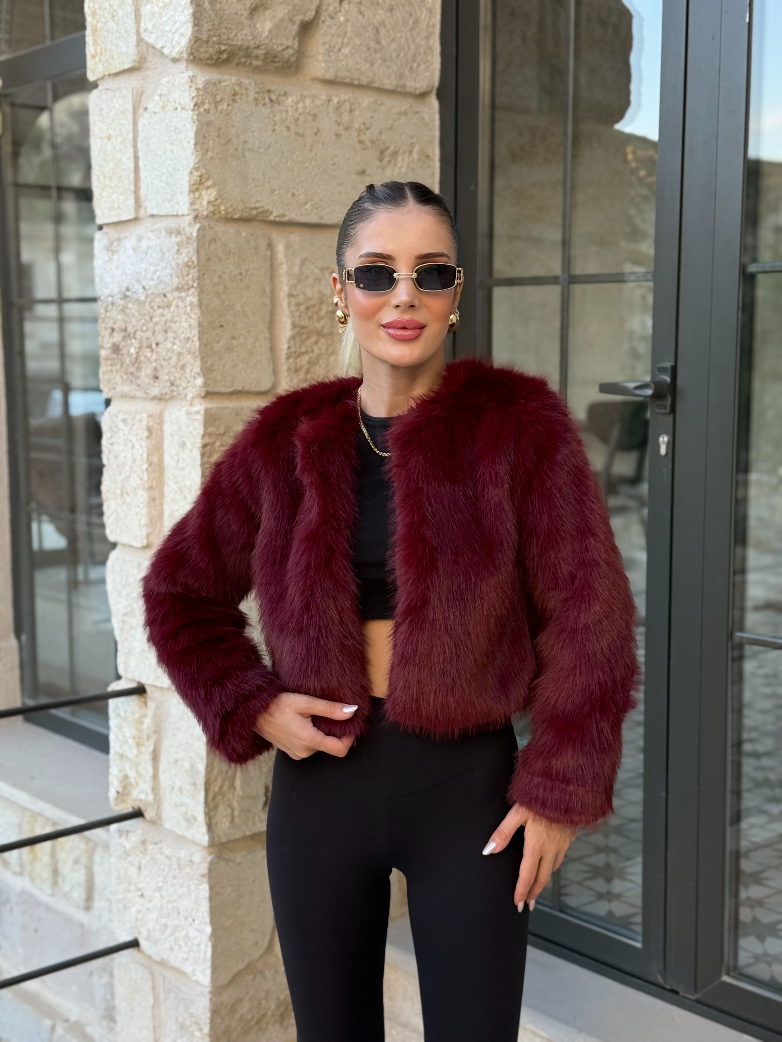Mini Kürk - Bordo