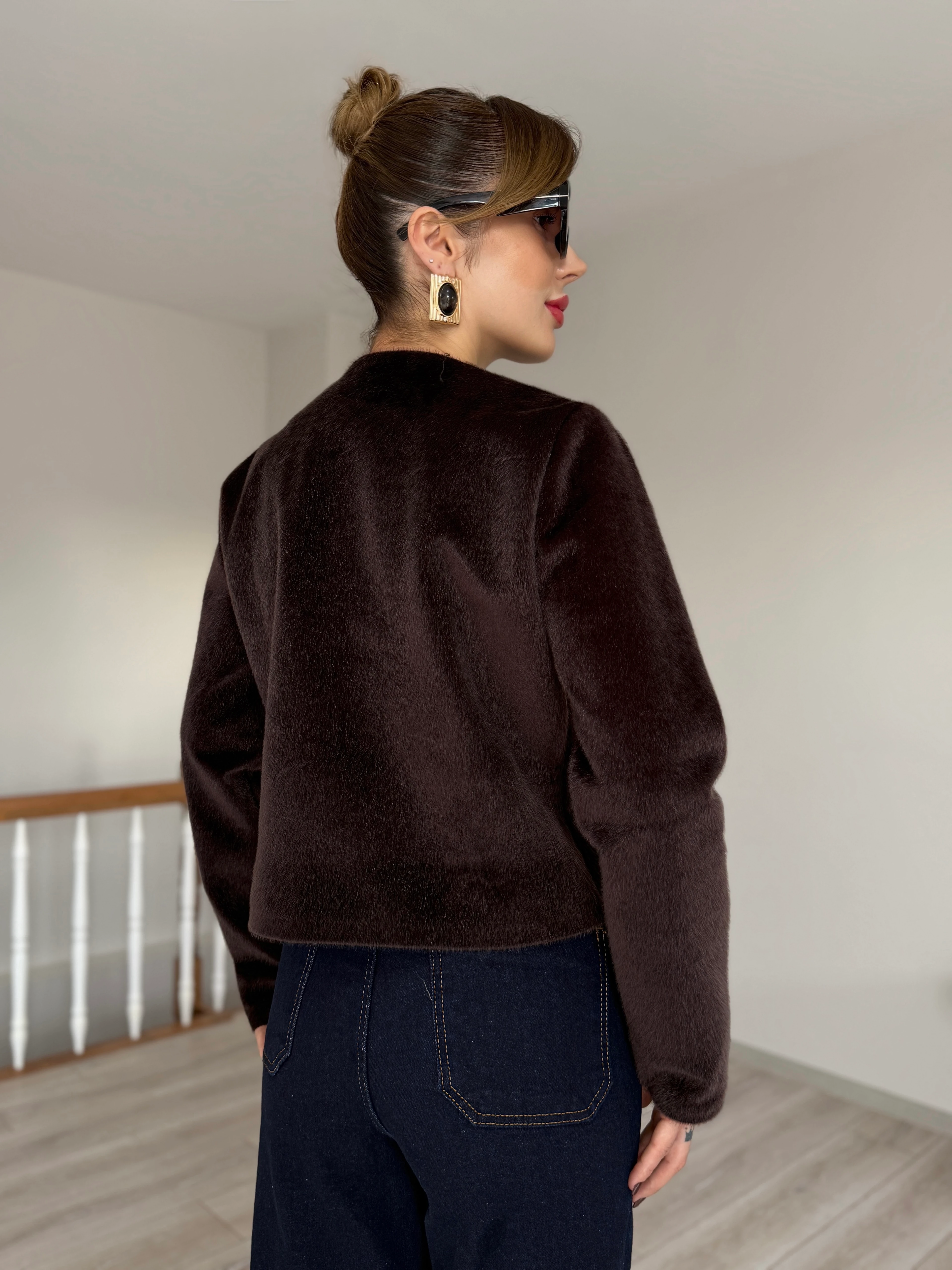 Düğmeli Angora Ceket