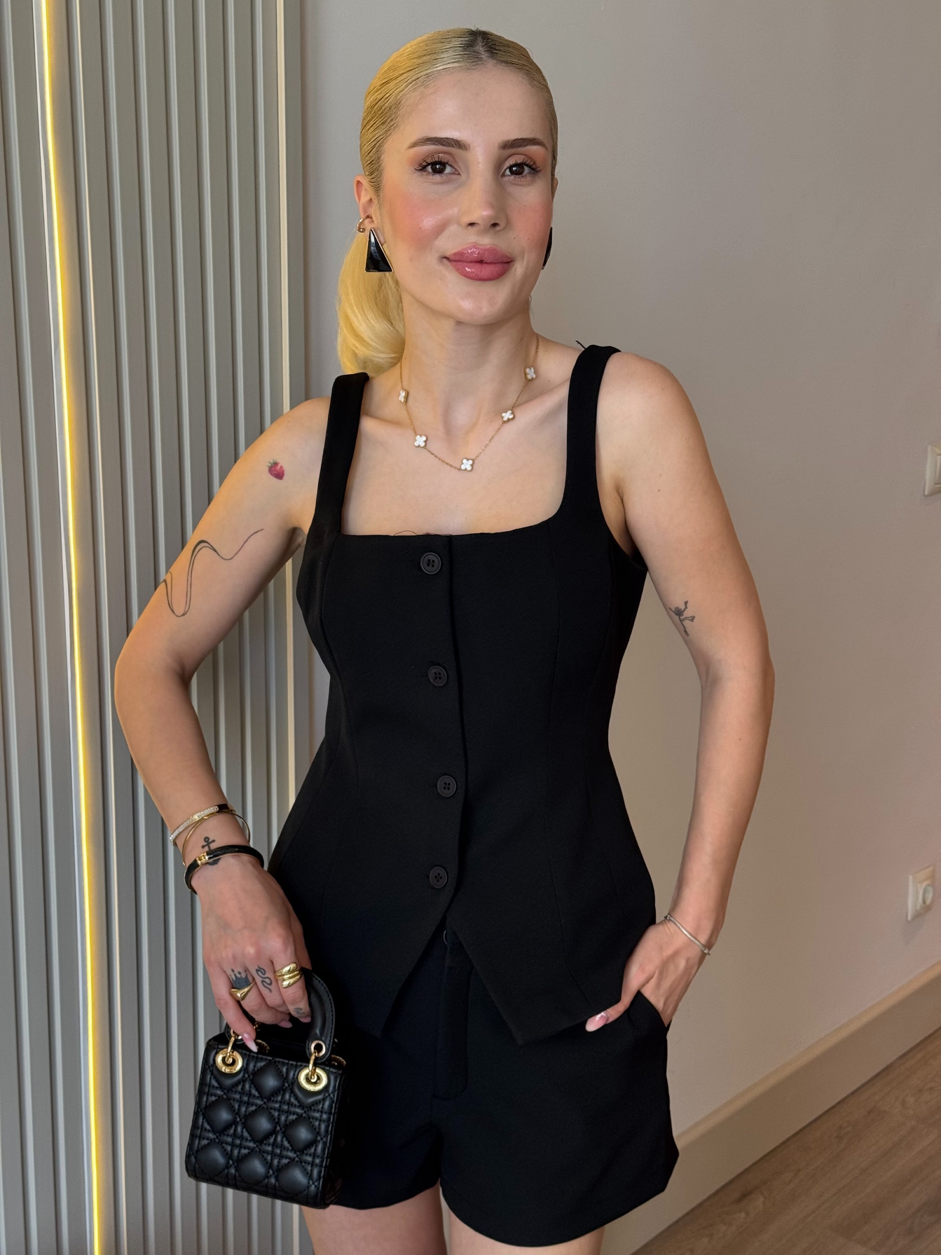 Layana Premium Yelek Şort Takım - Siyah