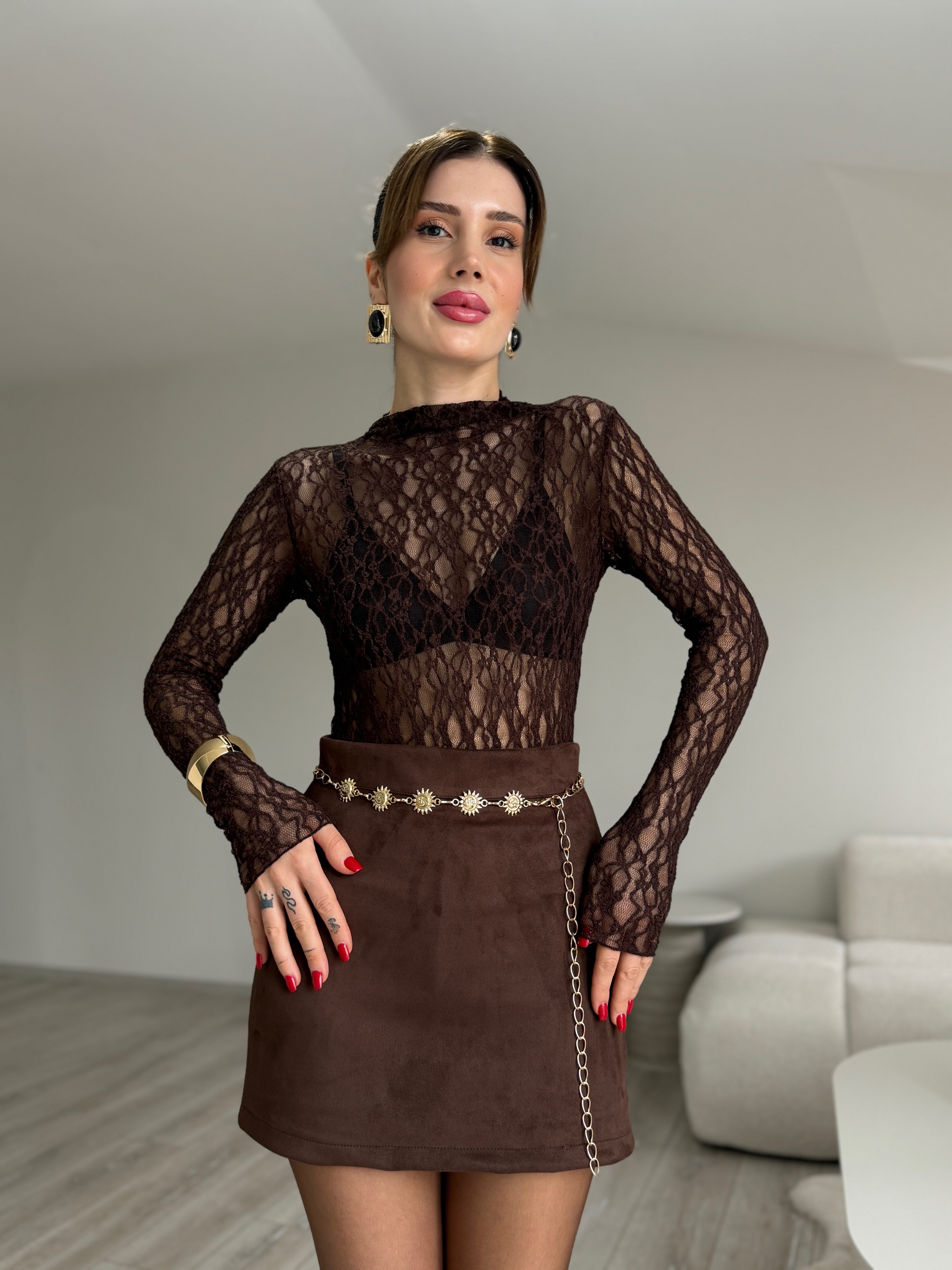 Balıkçı Yaka Dantel Body