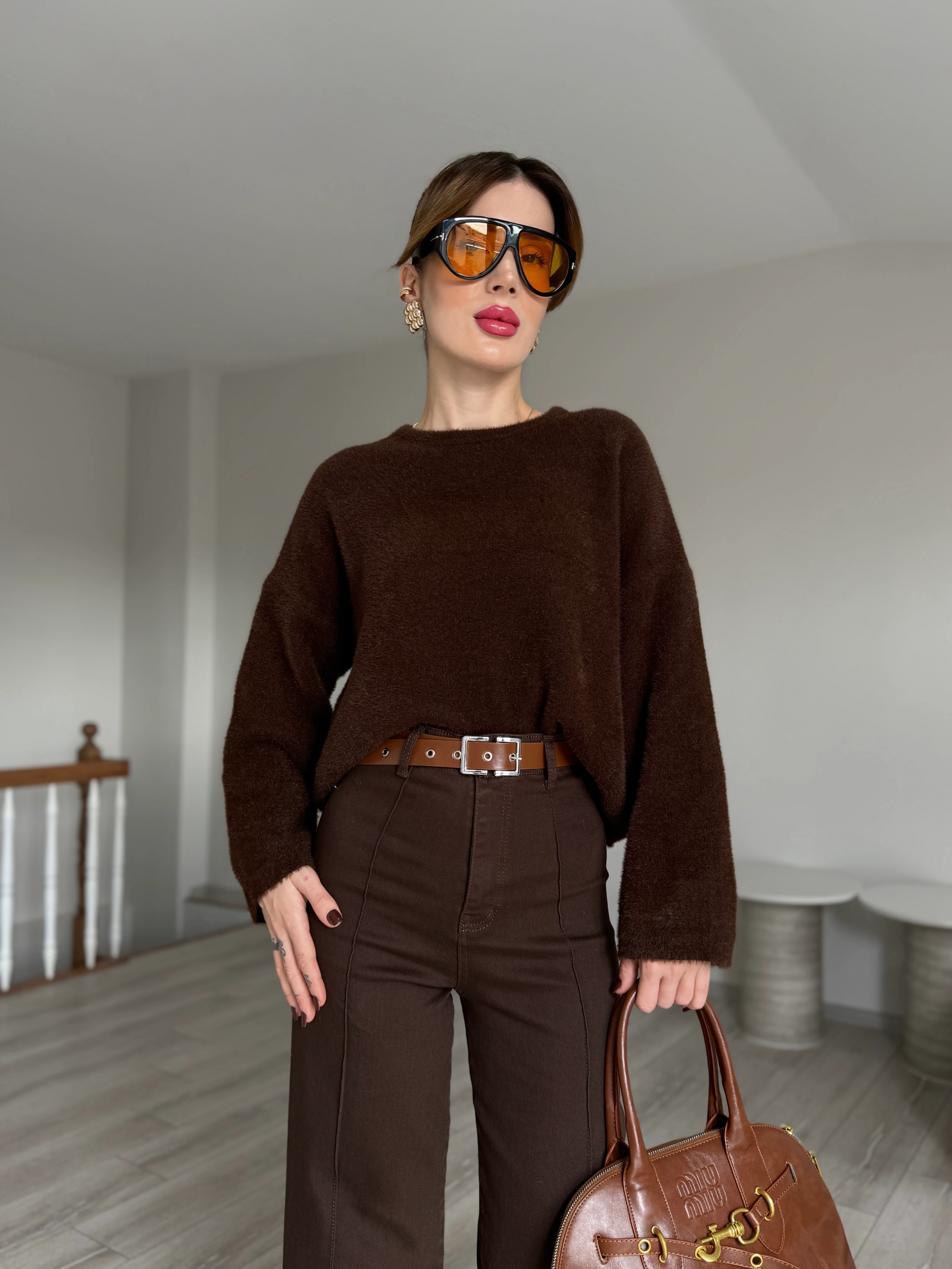  Kelly Yumoş Kazak  - Kahverengi