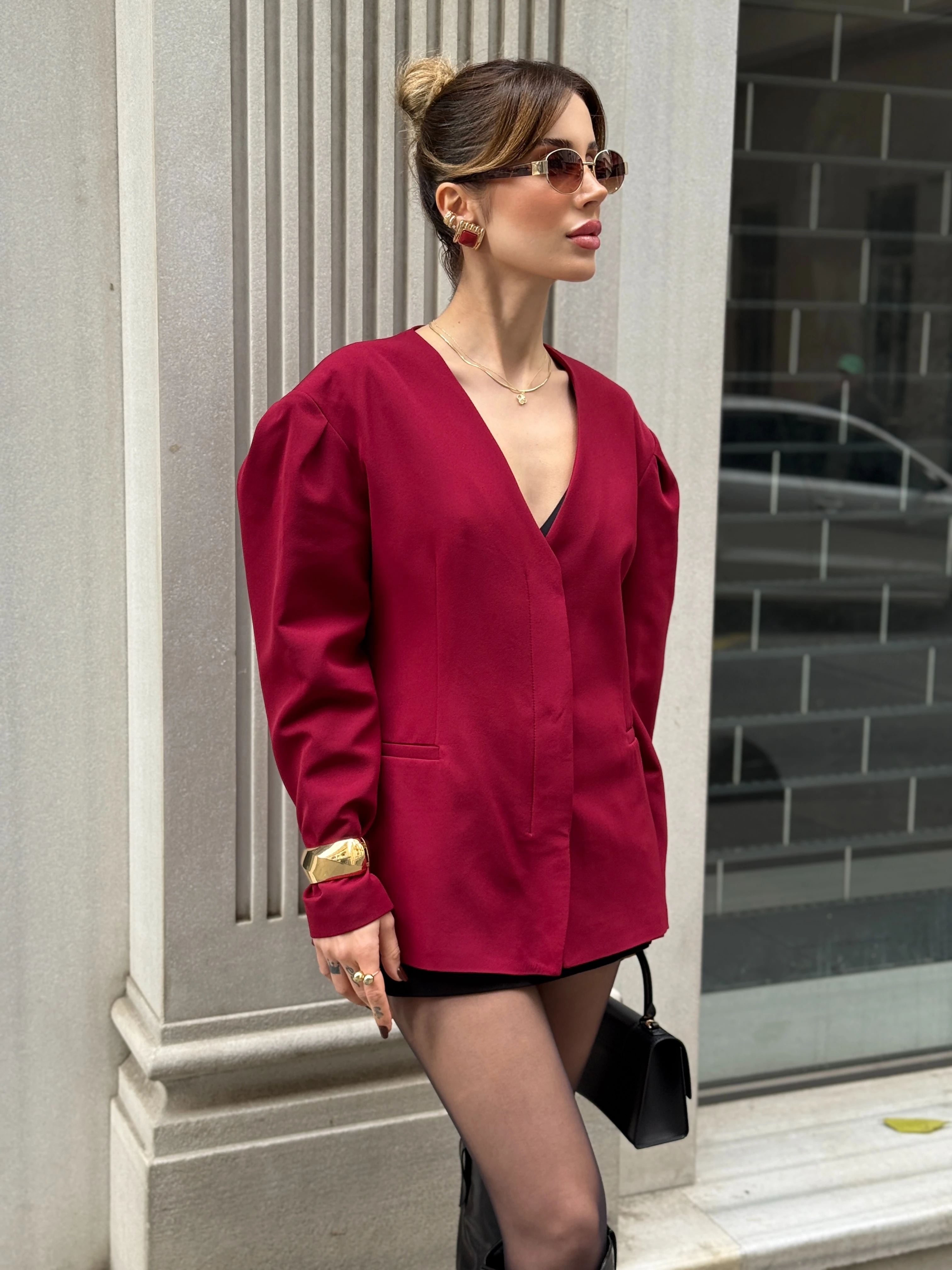 Blazer Belden Oturtmalı Ceket 