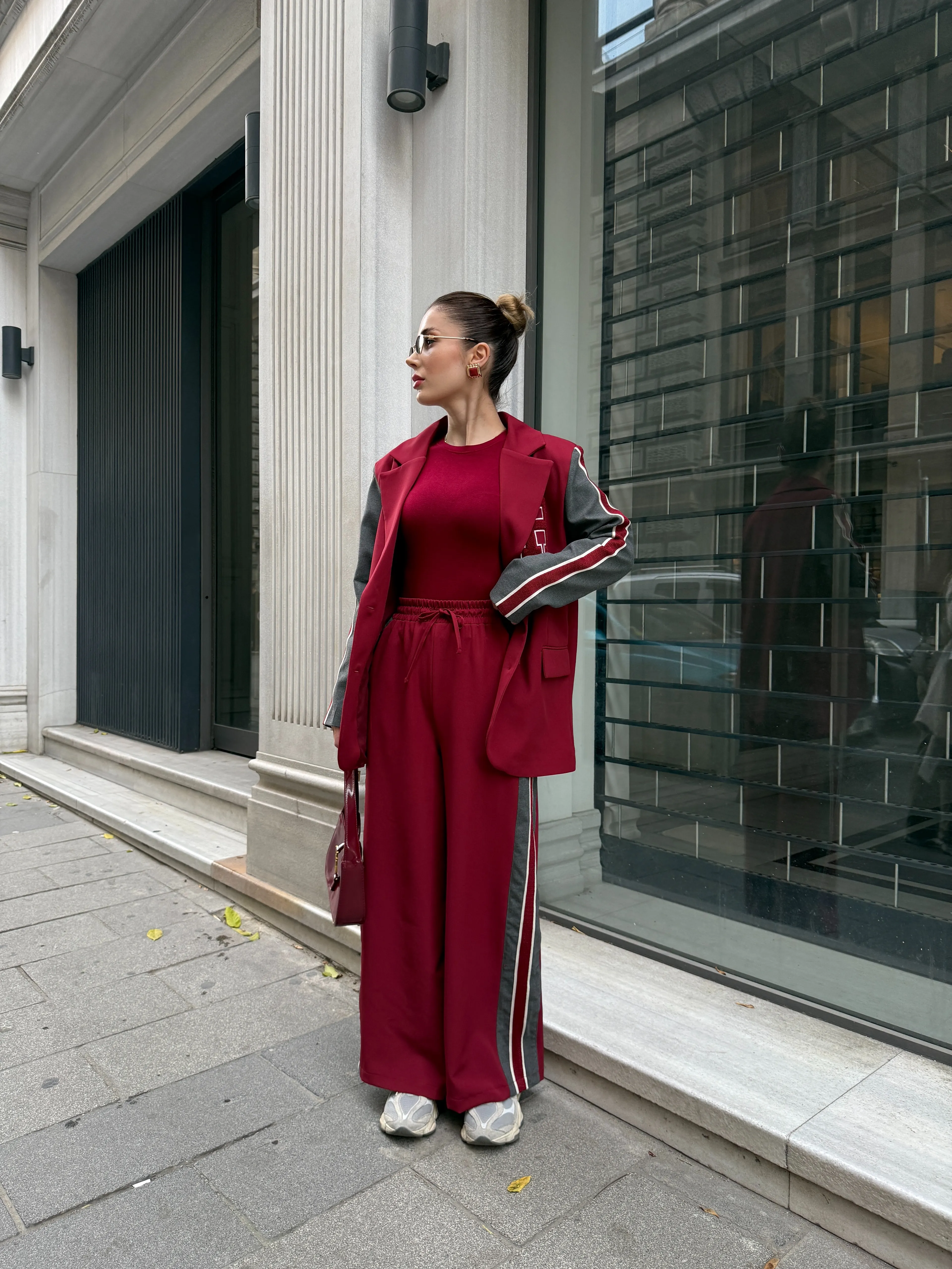 Şerit Detaylı Oversize Ceket Takım