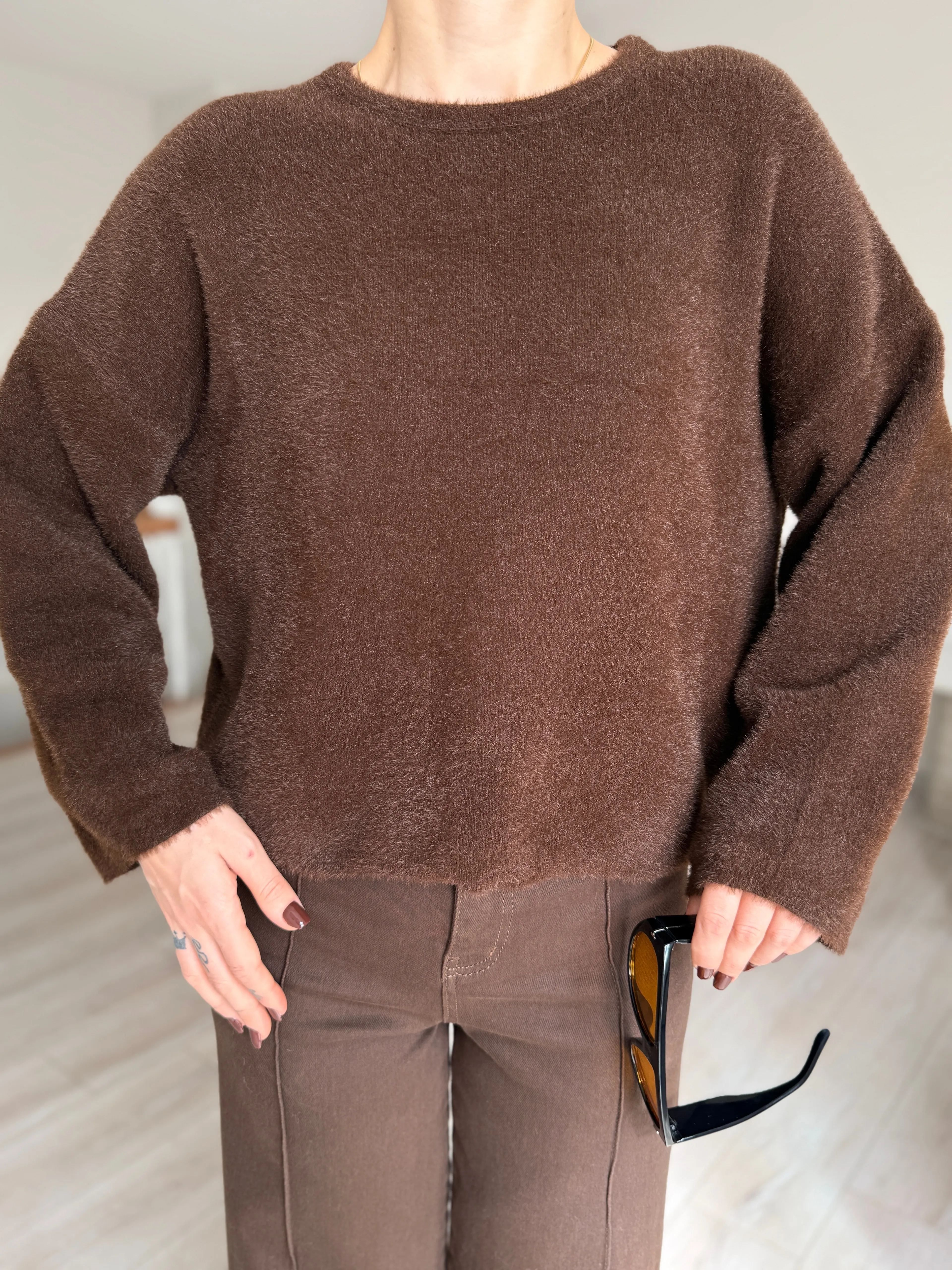  Kelly Yumoş Kazak  - Kahverengi