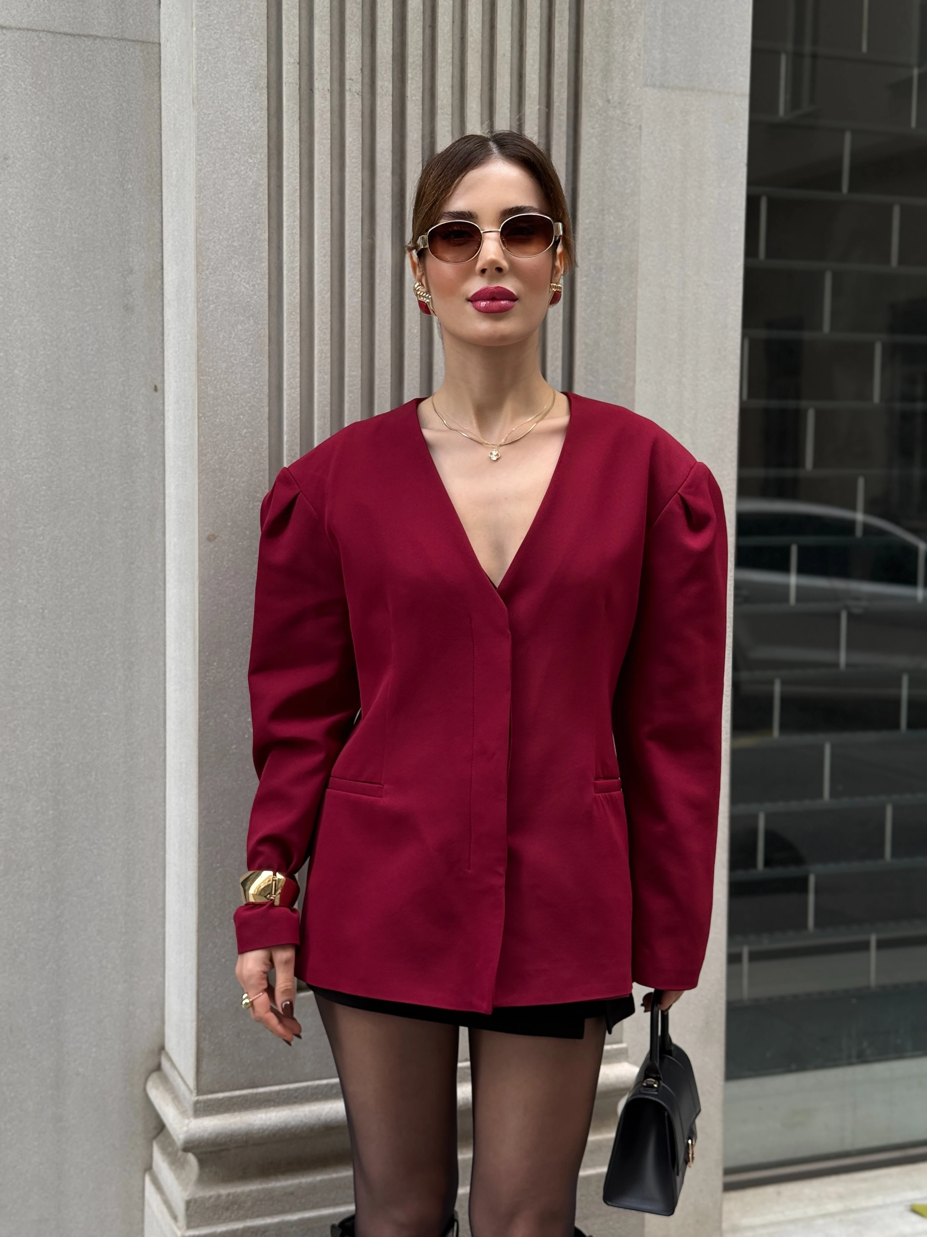 Blazer Belden Oturtmalı Ceket 