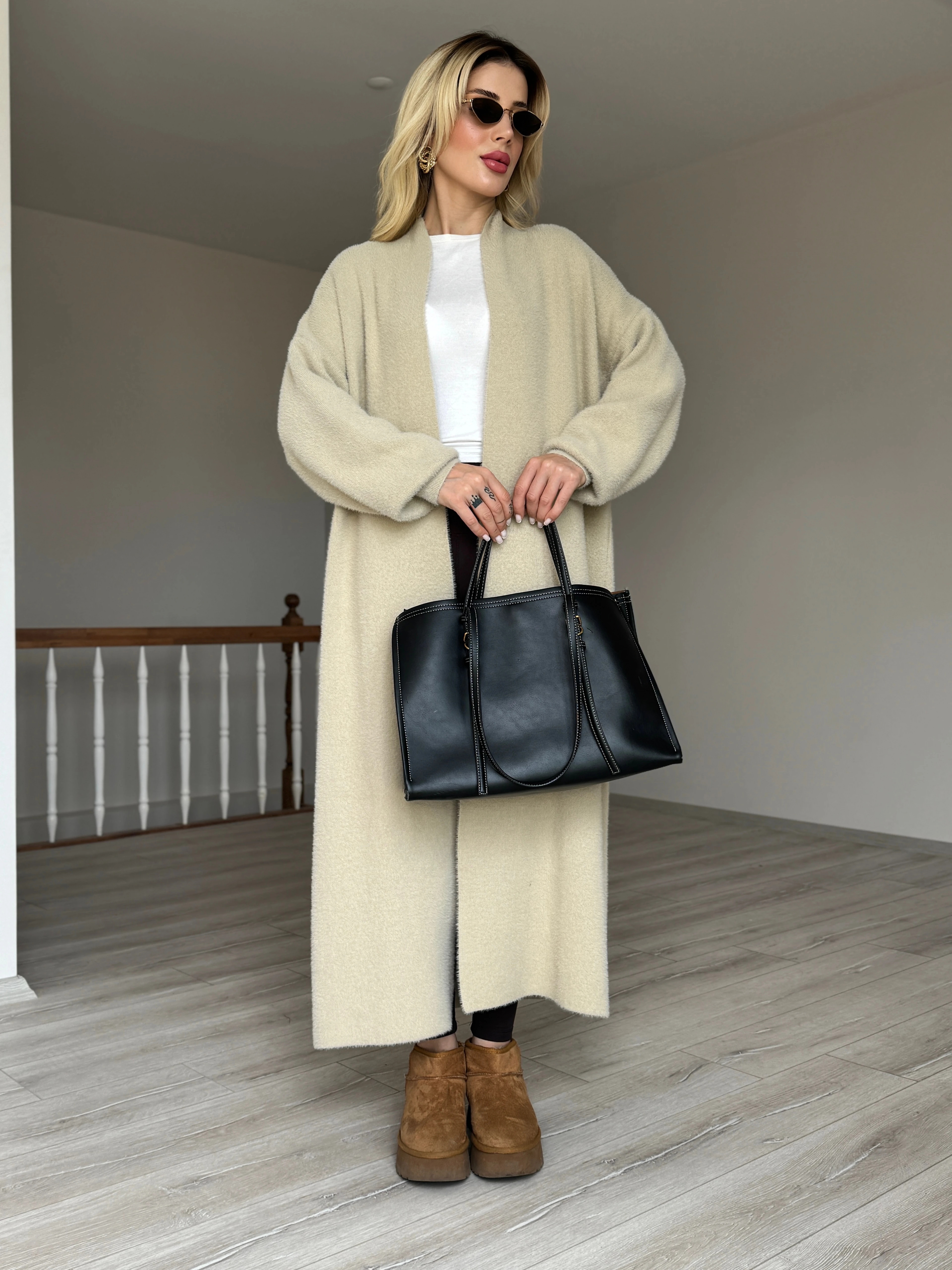 Uzun Salaş Hırka - Bej