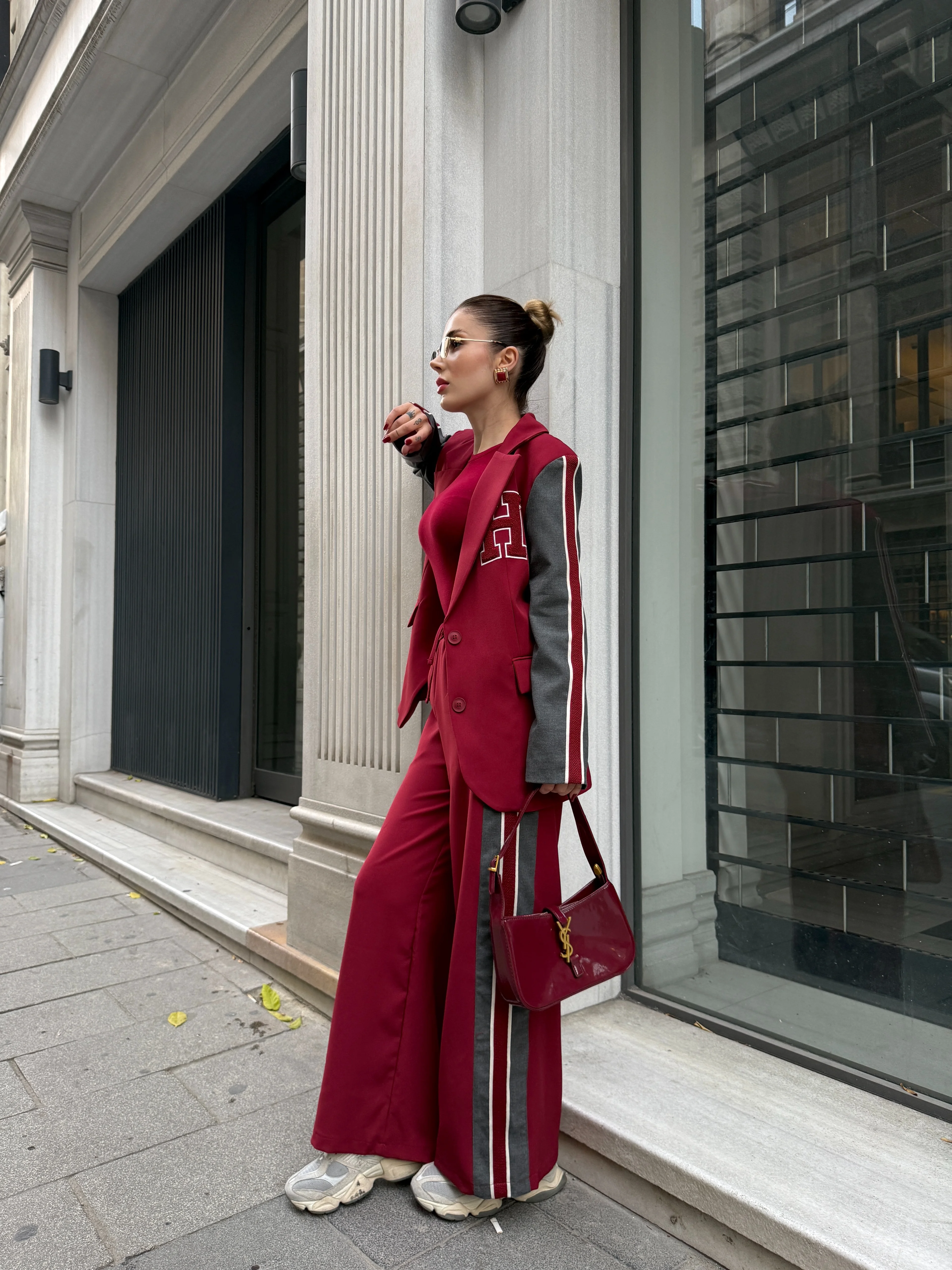 Şerit Detaylı Oversize Ceket Takım