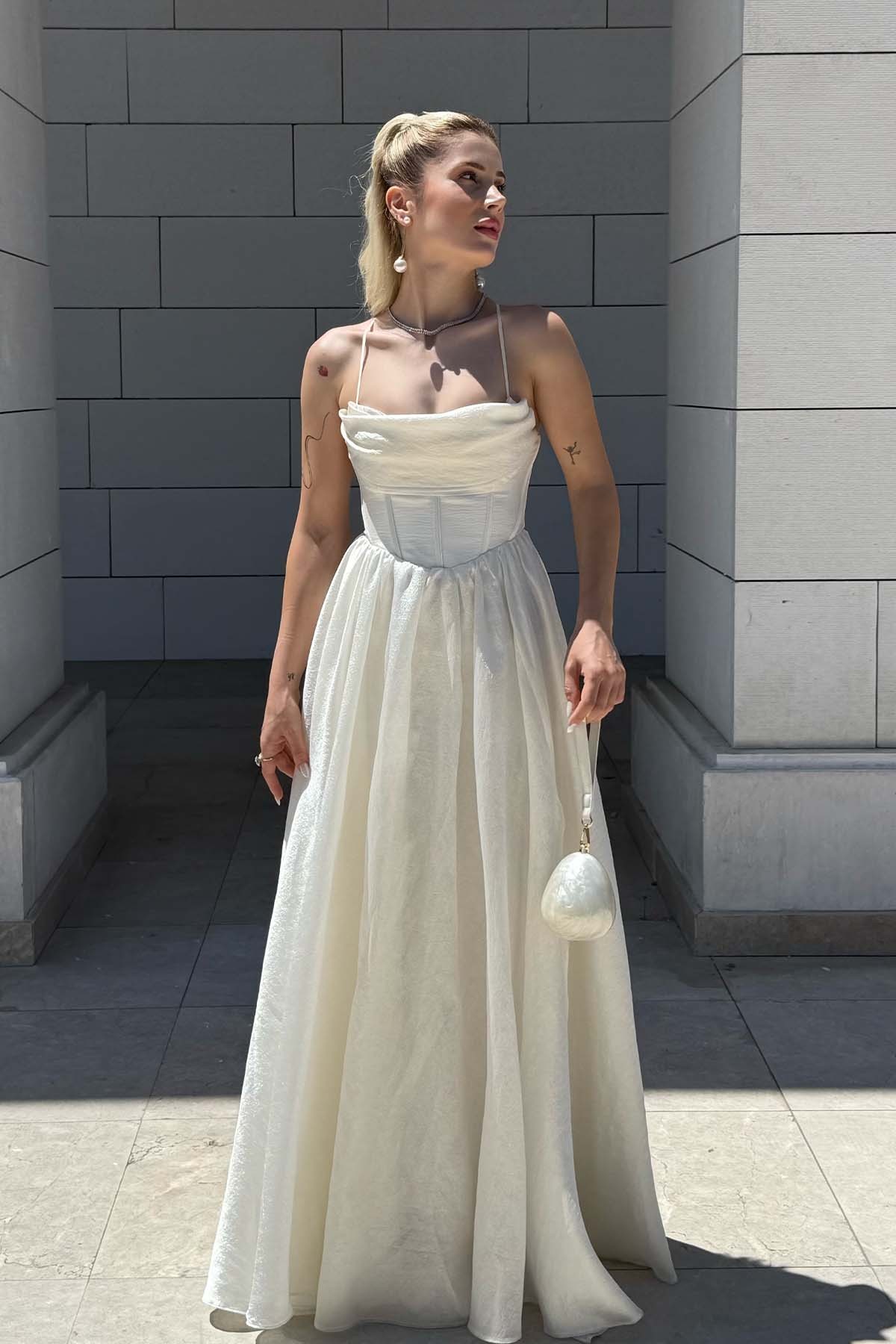 Elsa Korse Elbise - Beyaz