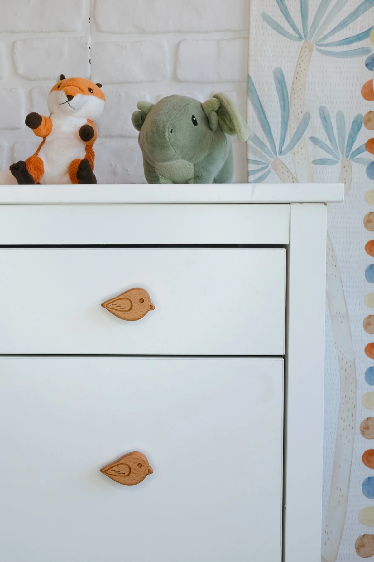 Ay Desenli (1 ADET) Bebek Çocuk Odası Ahşap Mobilya Dolap Çekmece Kulpu - sağa bakan kuş