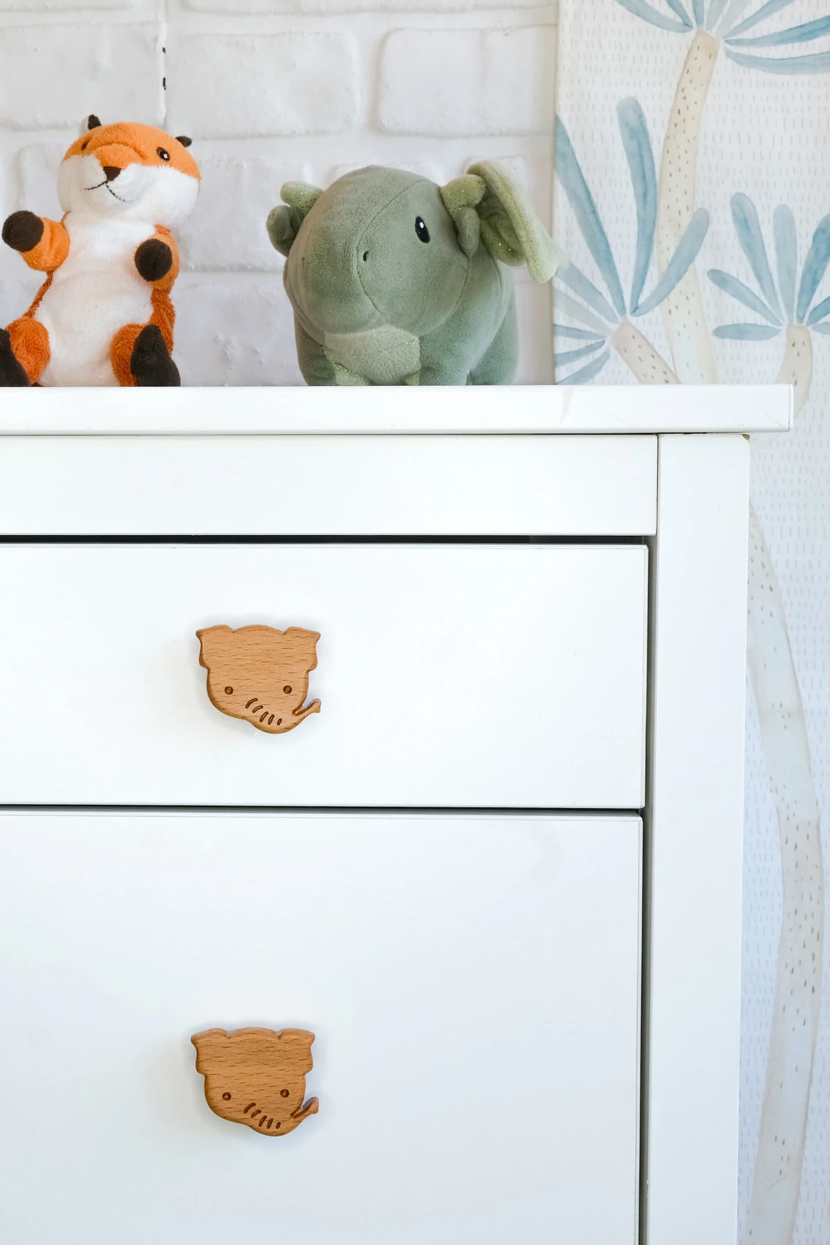 Ay Desenli (1 ADET) Bebek Çocuk Odası Ahşap Mobilya Dolap Çekmece Kulpu - fil