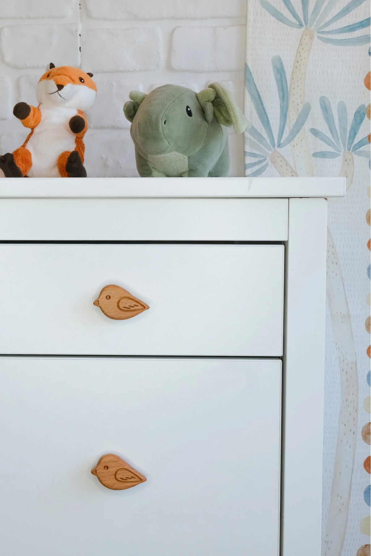 Ay Desenli (1 ADET) Bebek Çocuk Odası Ahşap Mobilya Dolap Çekmece Kulpu - sola bakan kuş