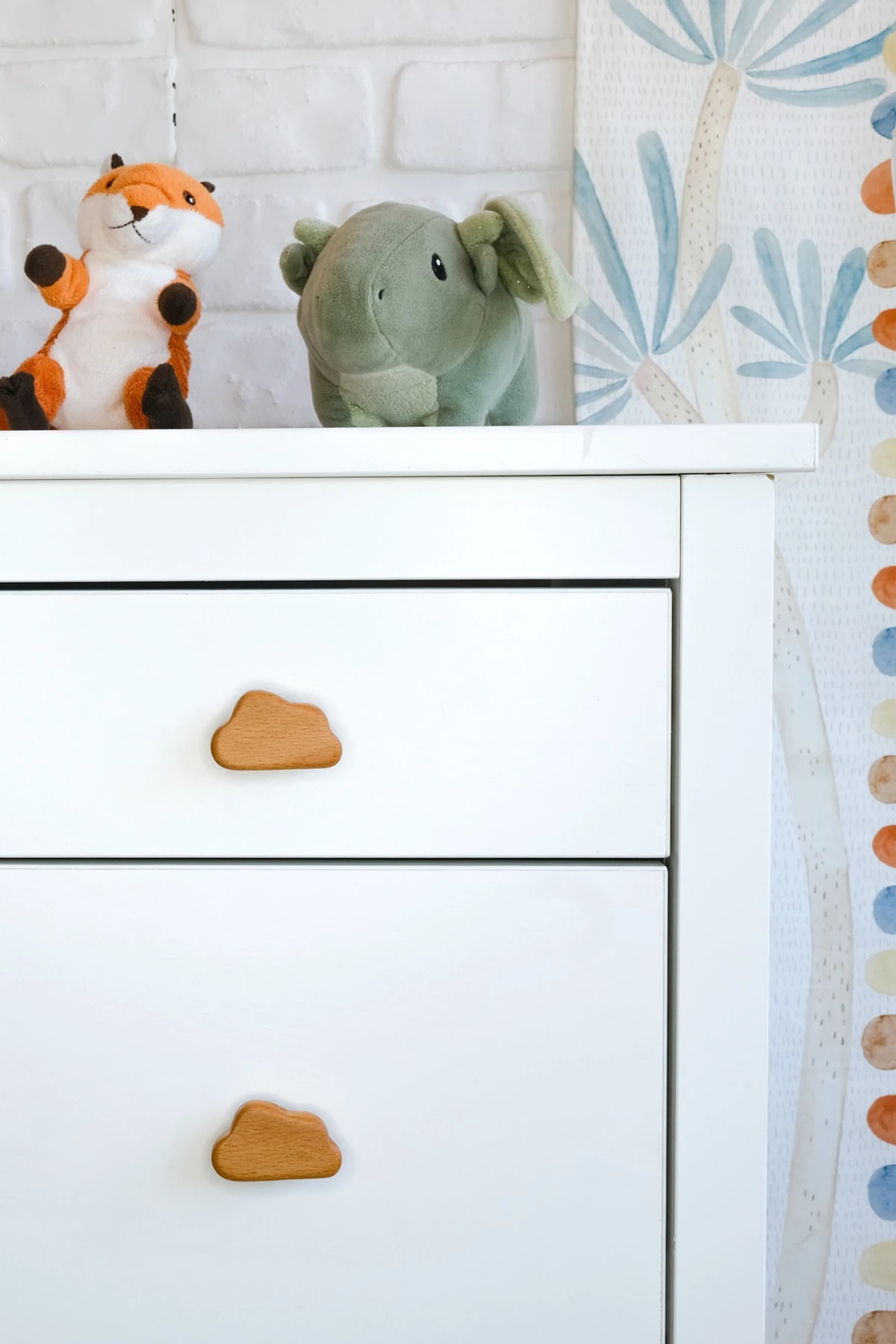 Ay Desenli (1 ADET) Bebek Çocuk Odası Ahşap Mobilya Dolap Çekmece Kulpu - bulut