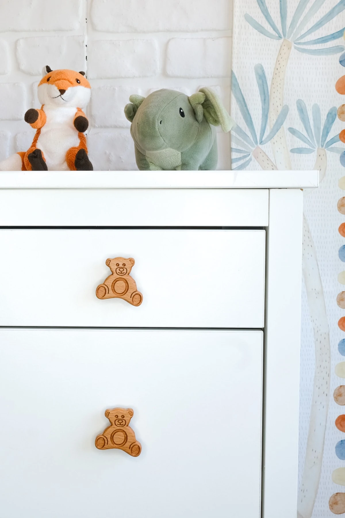 Ay Desenli (1 ADET) Bebek Çocuk Odası Ahşap Mobilya Dolap Çekmece Kulpu - ayıcık