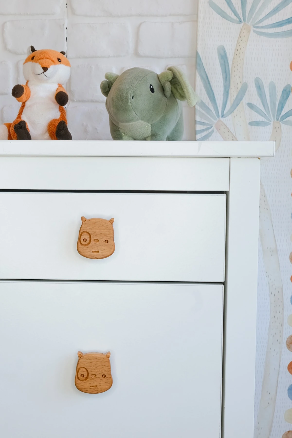 Ay Desenli (1 ADET) Bebek Çocuk Odası Ahşap Mobilya Dolap Çekmece Kulpu - köpek