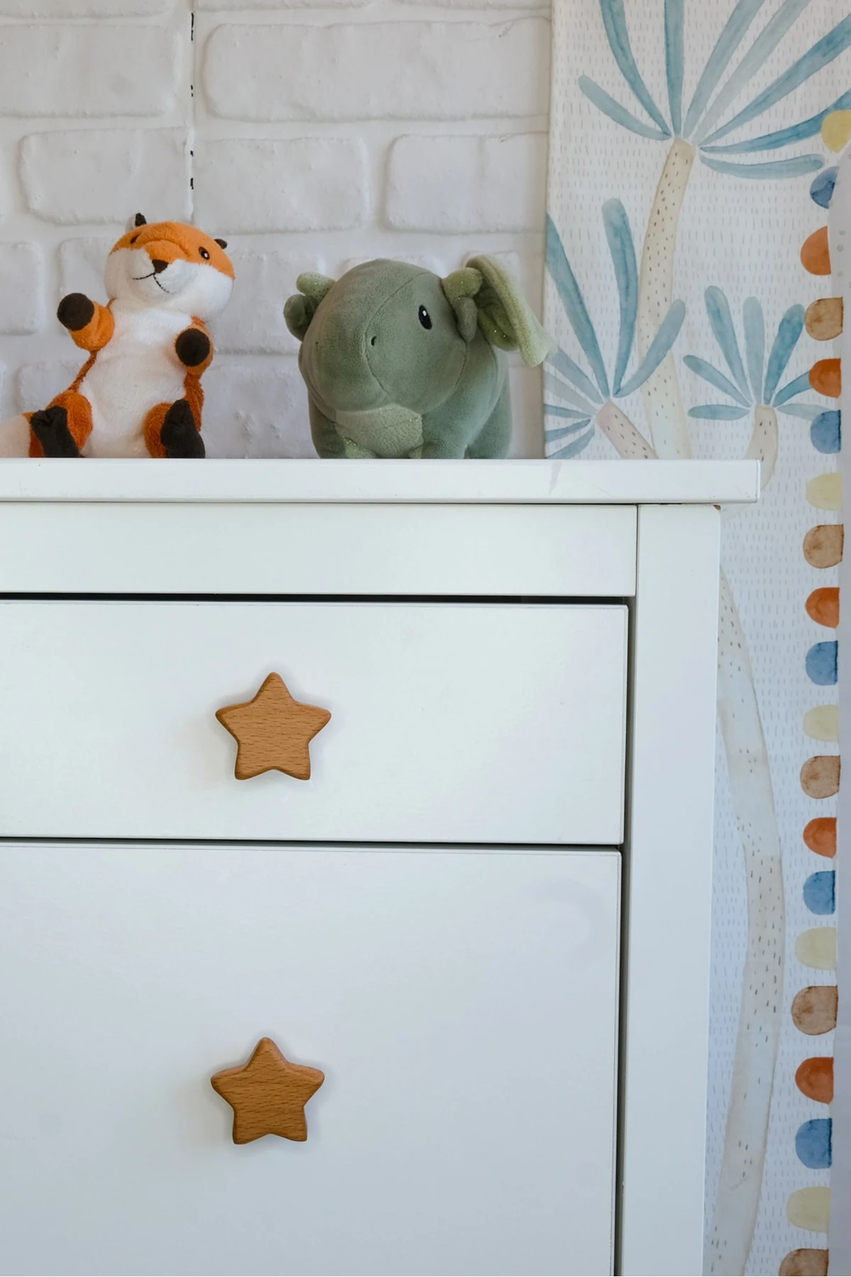 Ay Desenli (1 ADET) Bebek Çocuk Odası Ahşap Mobilya Dolap Çekmece Kulpu - yıldız