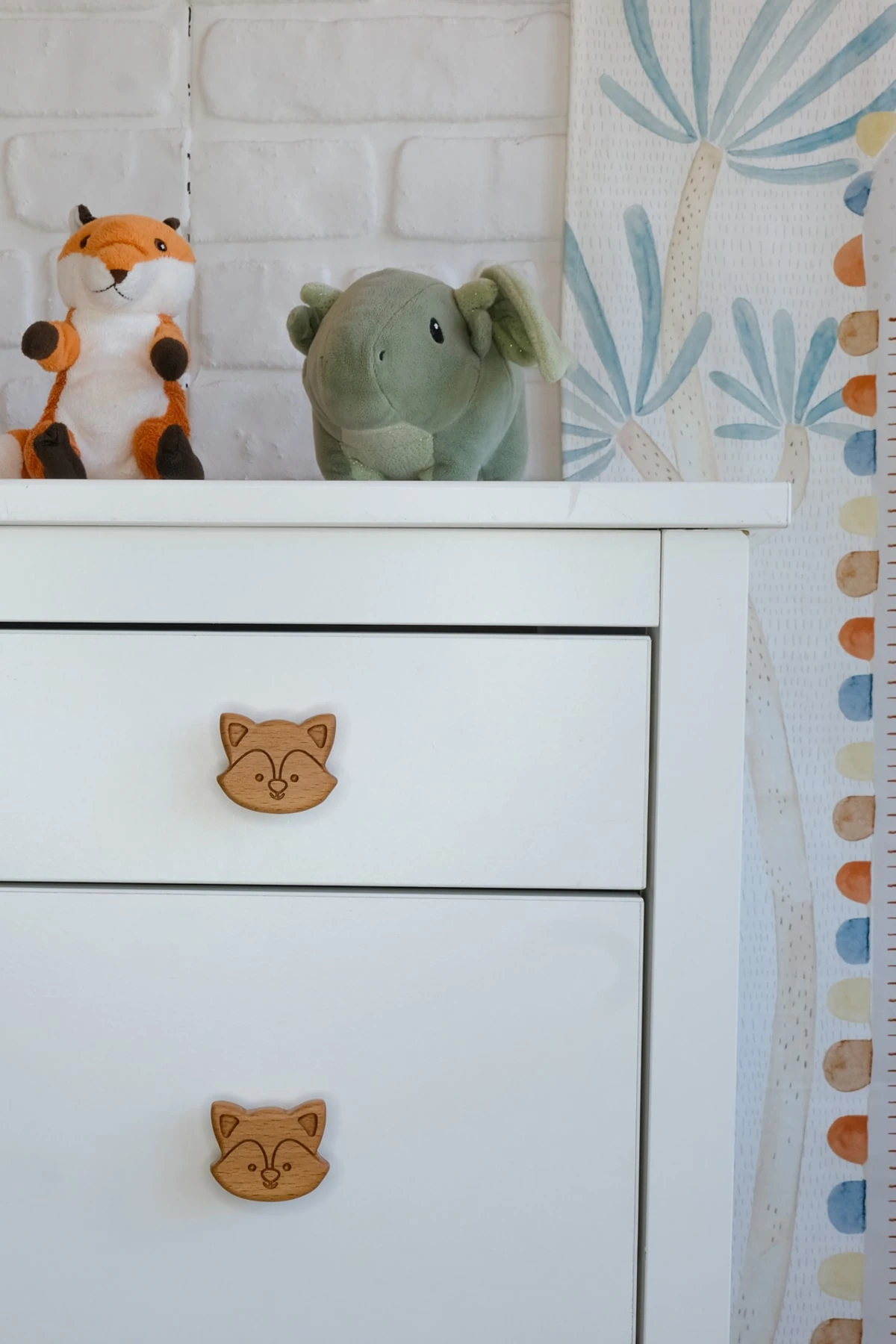 Ay Desenli (1 ADET) Bebek Çocuk Odası Ahşap Mobilya Dolap Çekmece Kulpu - tilki