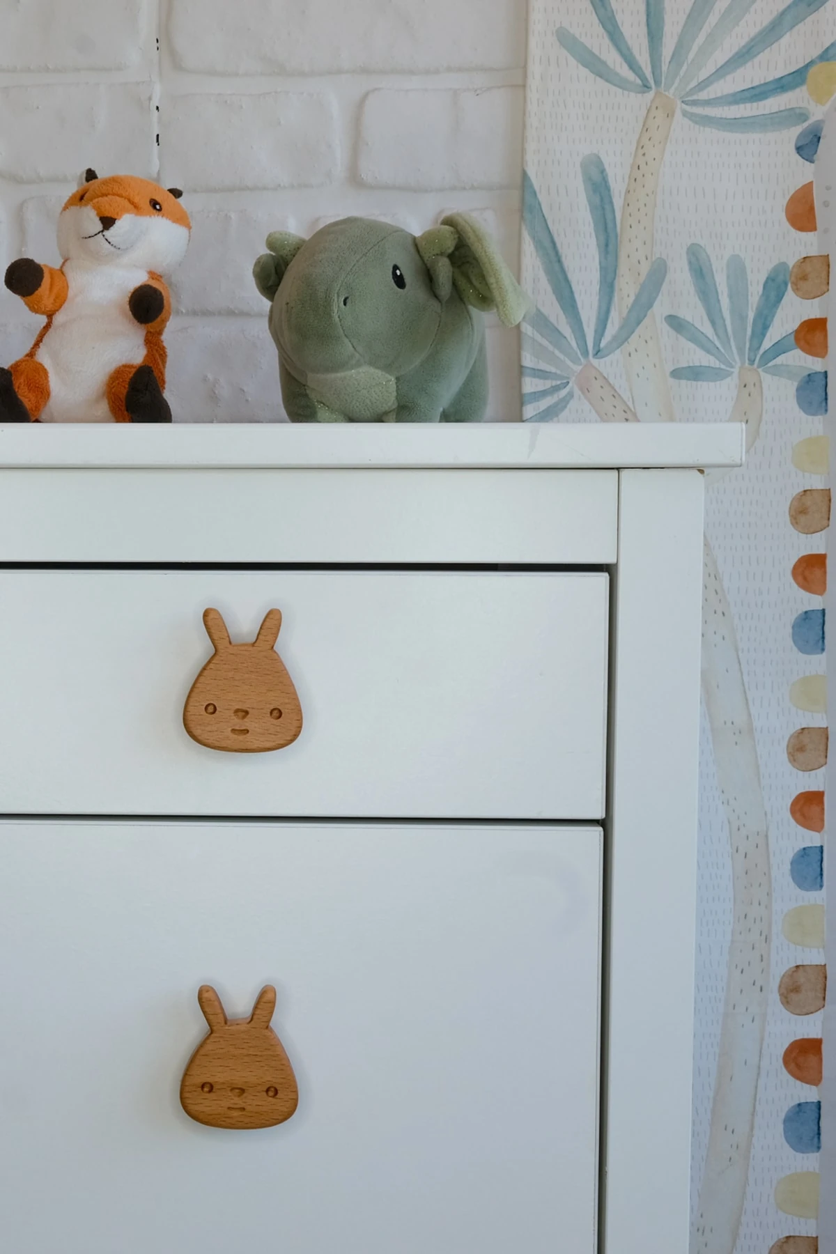 Ay Desenli (1 ADET) Bebek Çocuk Odası Ahşap Mobilya Dolap Çekmece Kulpu - tavşan