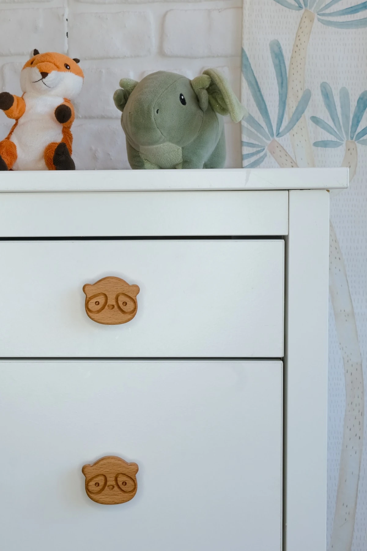 Ay Desenli (1 ADET) Bebek Çocuk Odası Ahşap Mobilya Dolap Çekmece Kulpu - panda