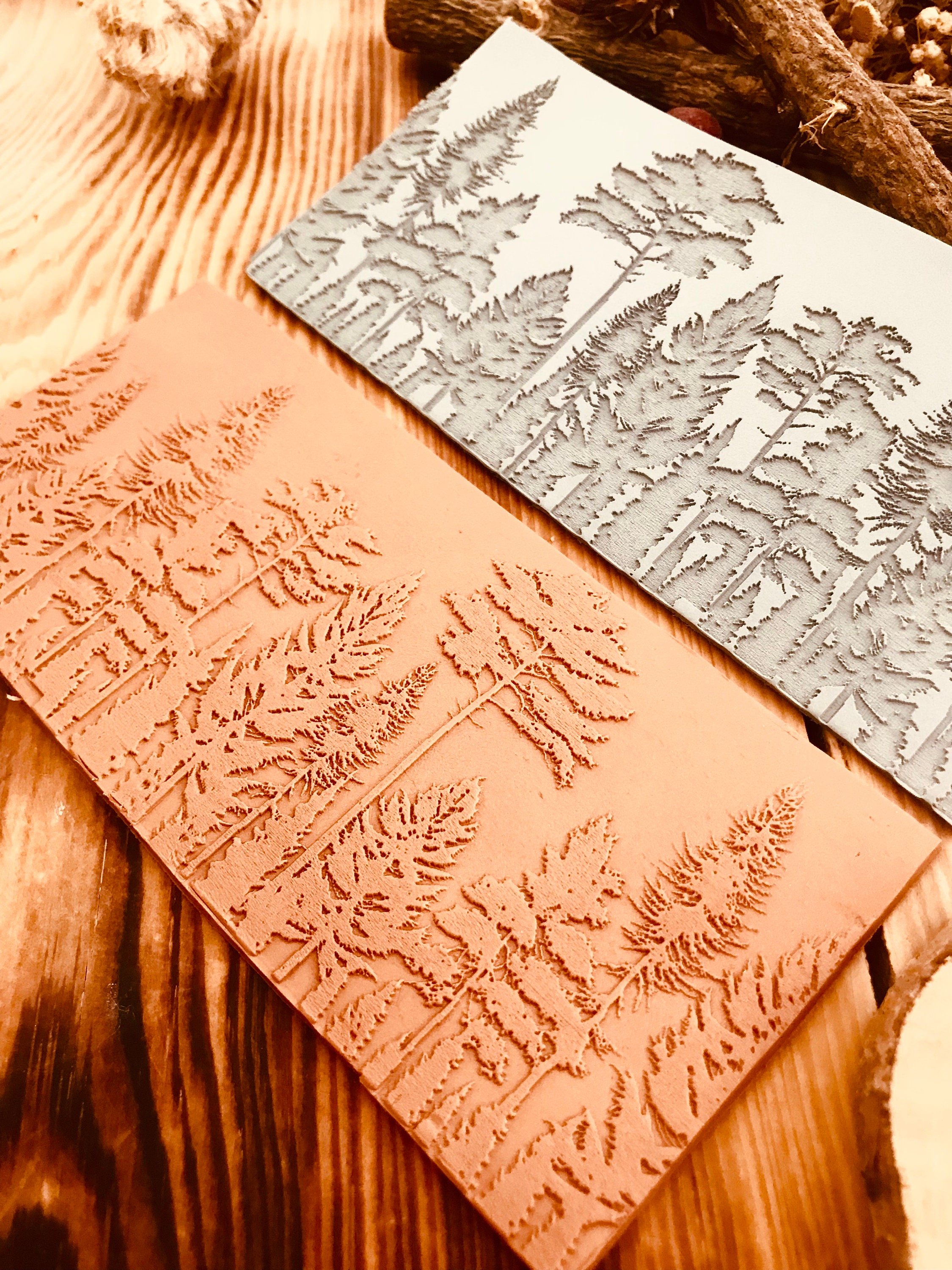 Forest Landscape Rubber Texture Mat – 7x14.5cm Clay Texture Sheet | Nature Pattern Stamp for Polymer Clay, Air Dry Clay, Jewellery & Mug Designs
