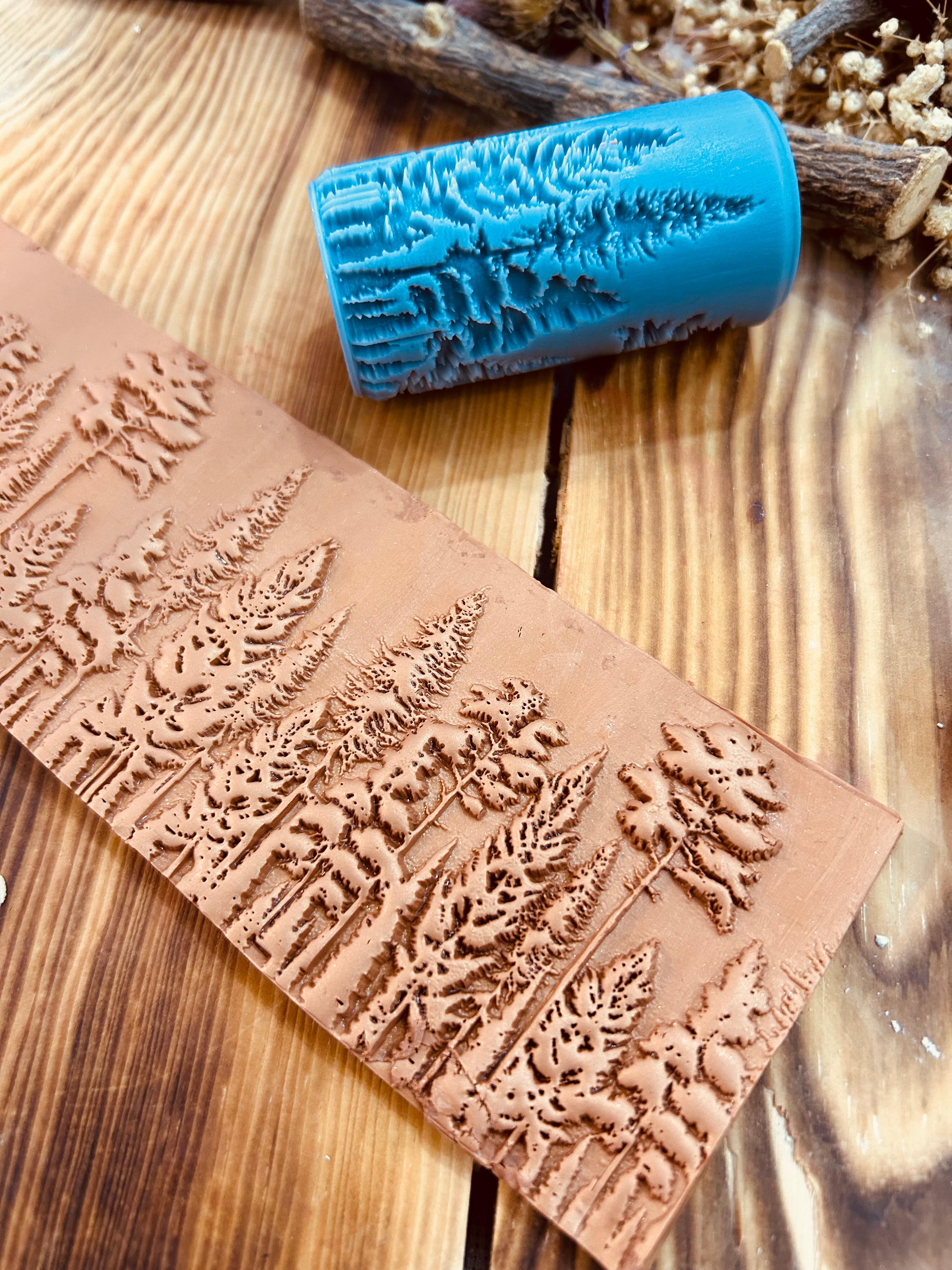 Forest Patterned 7cm High Roller, Embossing Texture Roller, DIY tool, Polymer Clay, Ceramic, Sugar Dough