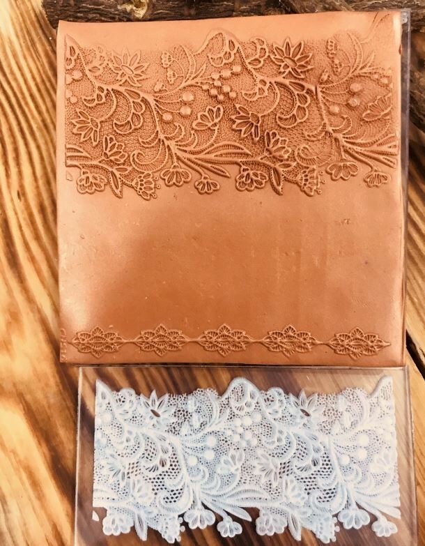 Bridal Lace2 Rubber or Acrylic Texture Mat – Polymer Clay Stamp, Embossing Tool, Acrylic Texture Sheet, Plaque, Tile for Fimo, Sculpey, Cernit