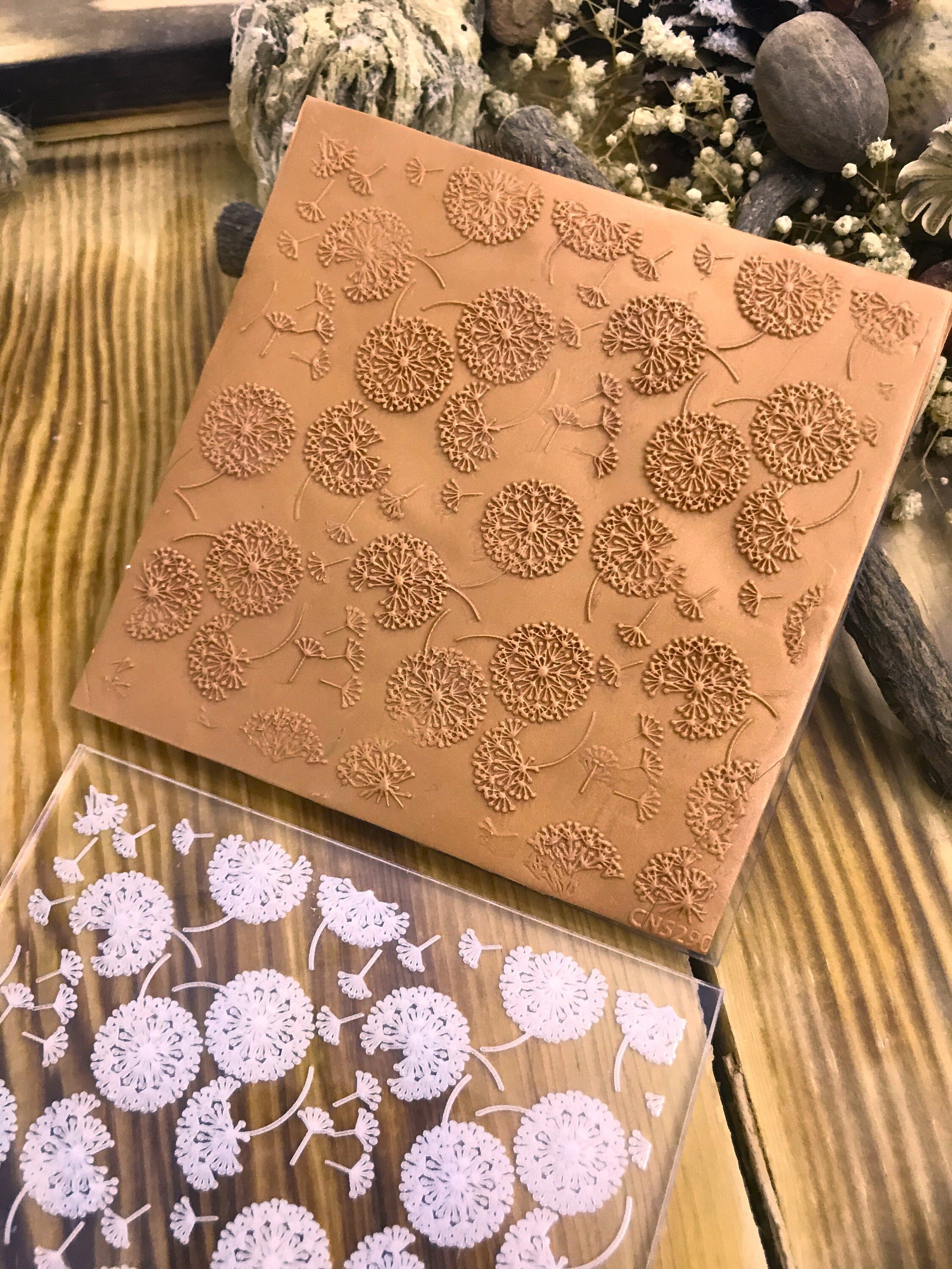Dandelion Rubber or Acrylic Texture Mat – Polymer Clay Stamp, Embossing Tool, Acrylic Texture Sheet, Plaque, Tile for Fimo, Sculpey, Cernit