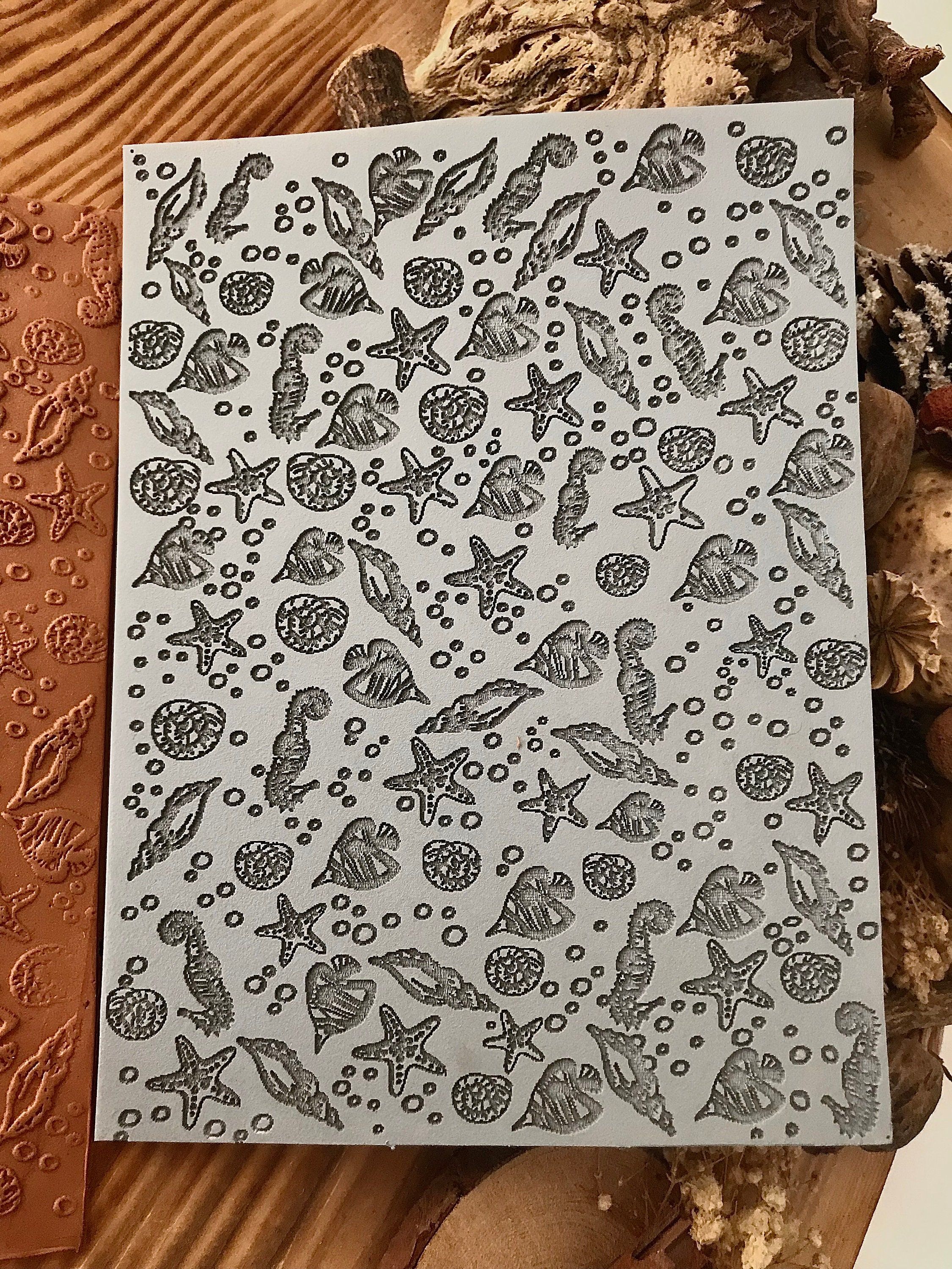 Sealife, Fish,Sea Shell, Sea Horse  Pattern Rubber Texture Mat  in 10*14cm or 14*14cm dimensions for polymer clay, Ceramics, Clay Tools