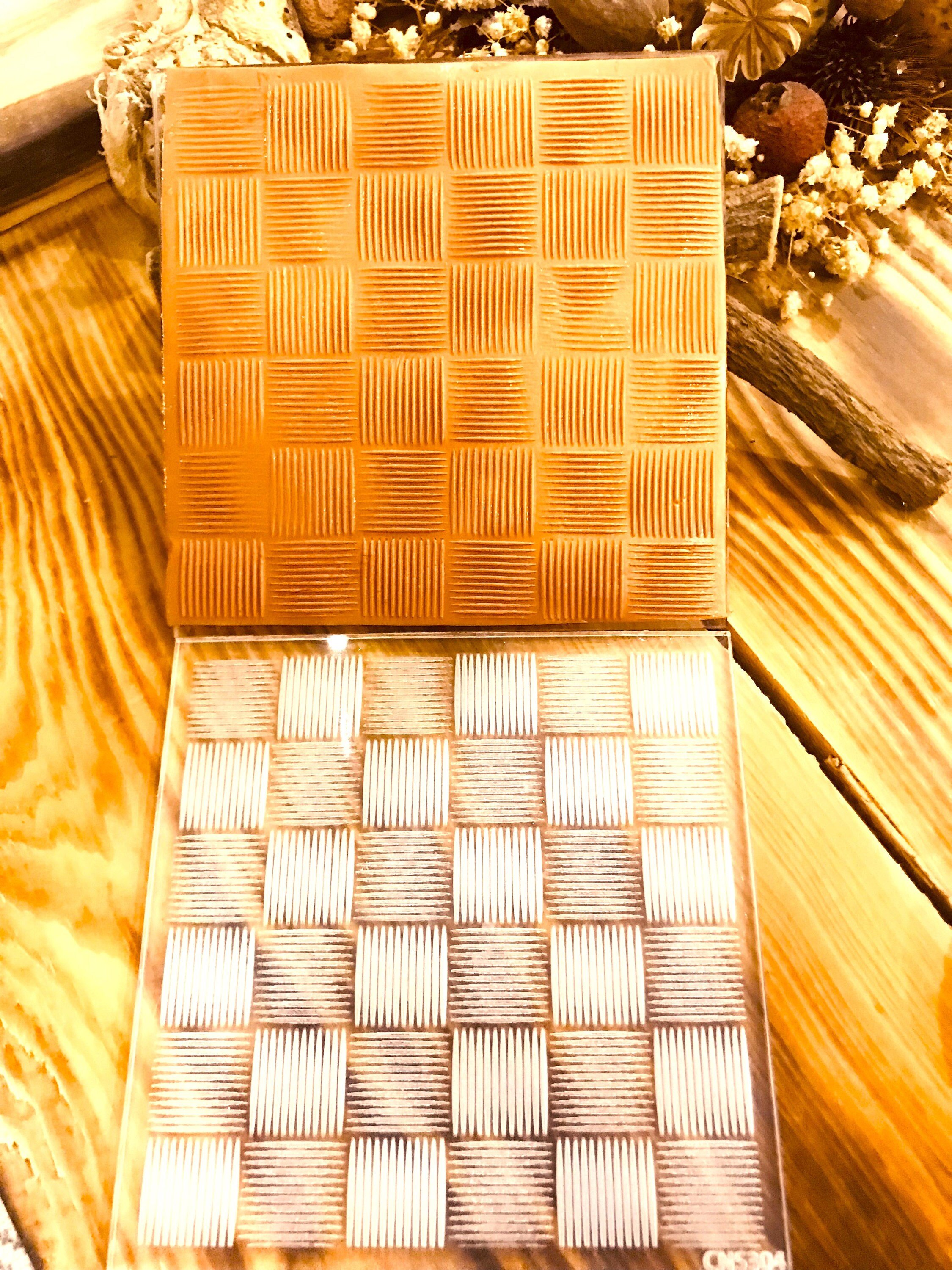 Square Striped Patterned Acrylic Texture Tile, 10*10cm size,Polymer Clay Embossing Stamp,  Texture Plaque,Texture Tile,Fimo, Sculpey, Cernit