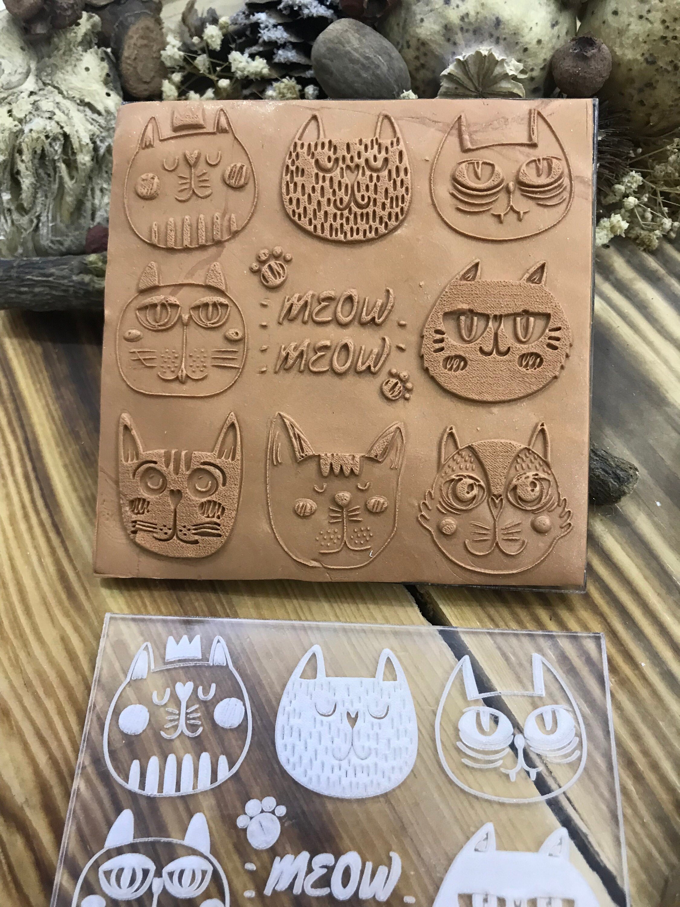 Doodle Cat Texture Mat for Polymer Clay , Air Dry Clay, Metal Clay  – Rubber or Acrylic Texture Sheet, Crafting Stamp Plate