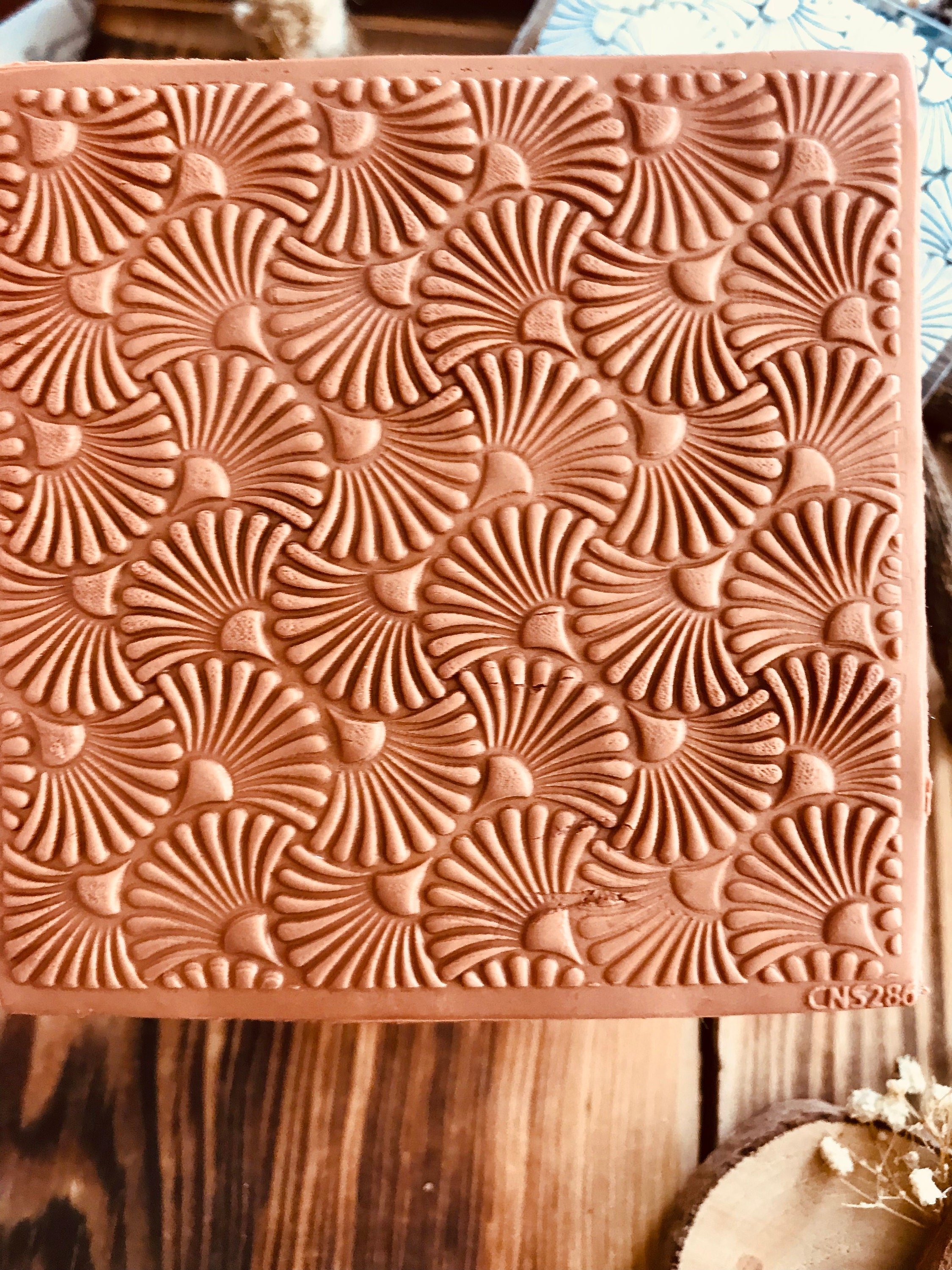 Art Deco Fan Rubber Texture Mat or Acrylic Stamp – Clay Stamp & Embosser | Polymer Clay, Fondant, Cookies | Fimo, Sculpey, Cernit