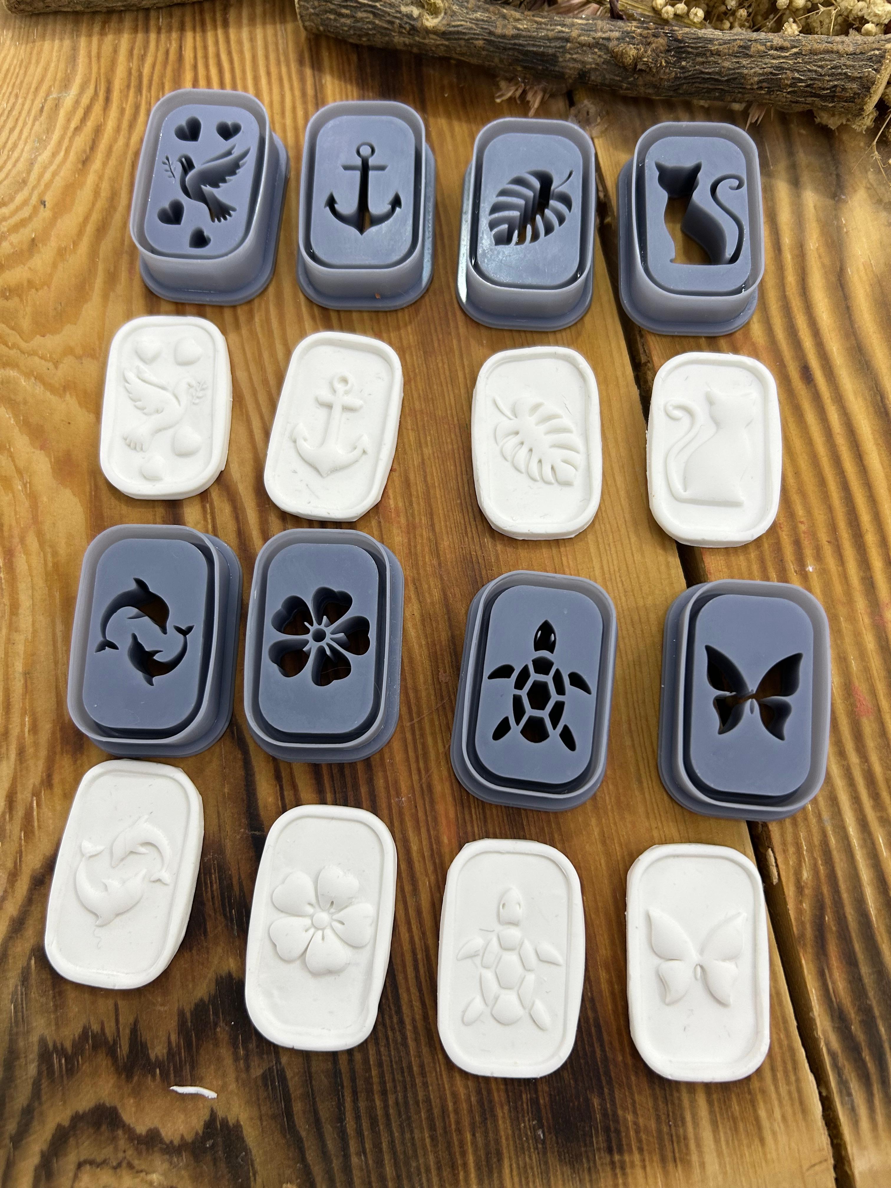 Animal And Nature Clay Cutter Set for Polymer Clay 8pc Resin Cutters with Cat,Anchor, Dove, Butterfly, Turtle, Dolphin, Leaf, Cherry Blossom