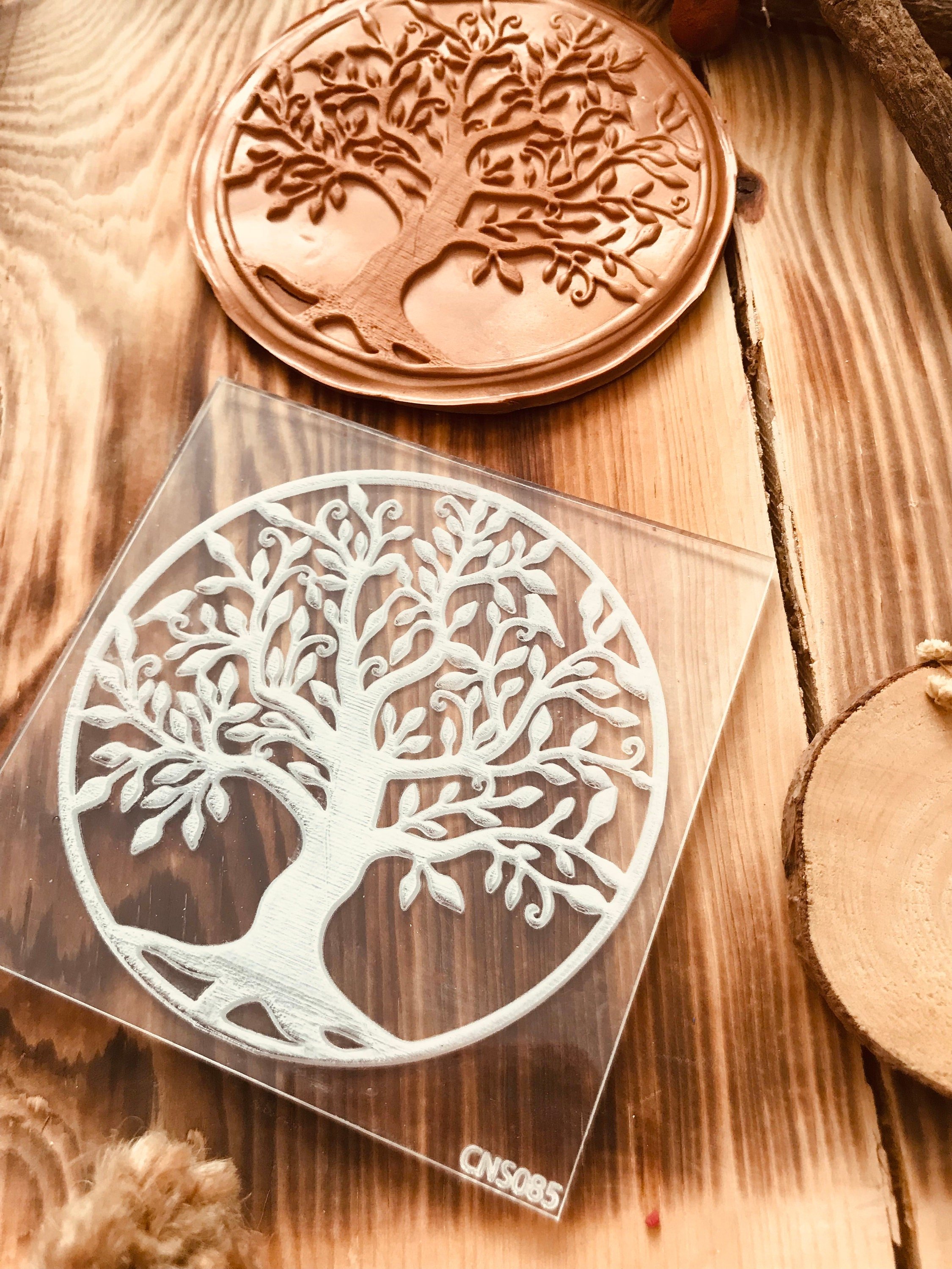 Tree Of Life Pattern embosser fondant stamp, acrylic embosser for cookies, cupcakes, and cake decorating debosser