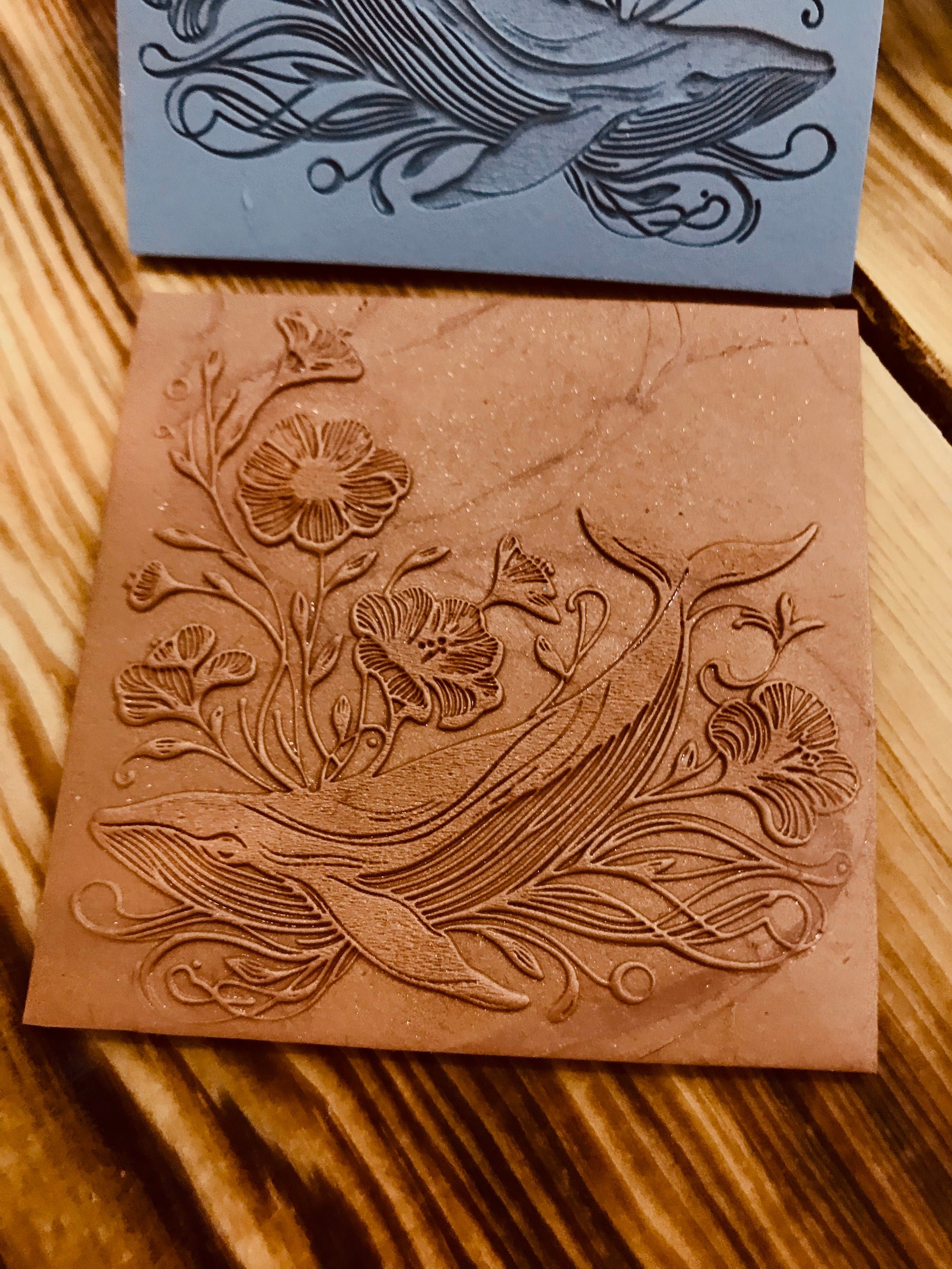 Whale With Flowers Pattern Rubber Texture Mat Polymer Clay Tools⎥Earring Making⎥Hand Roller⎥Clay Texture Tool⎥Jewellery Tools